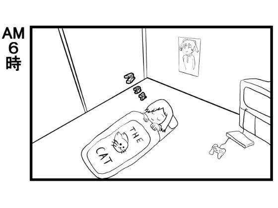 サンプル画像1:4コマ漫画「ニートの一日」(ゆるふわ研究所) [d_584783]