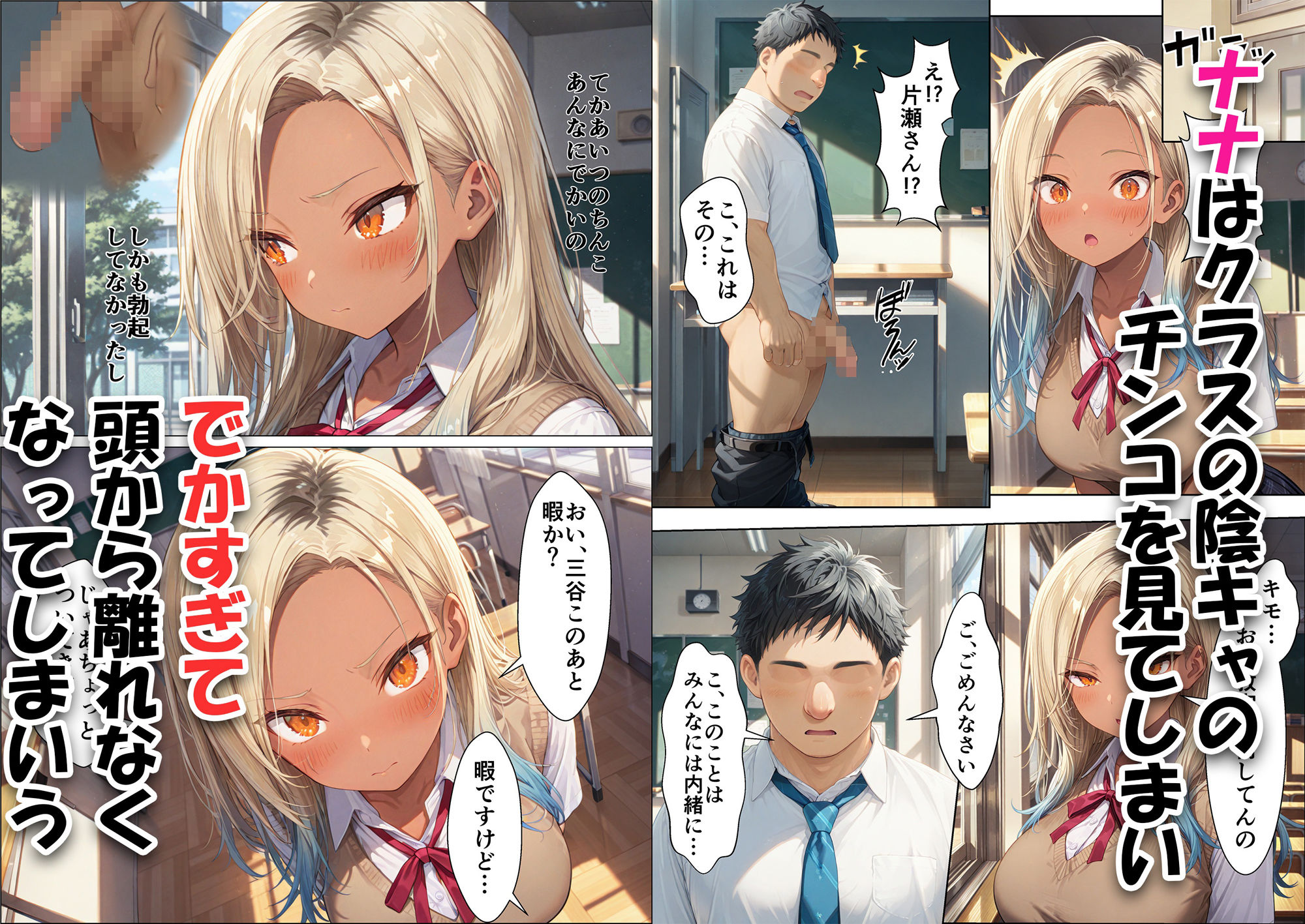 金髪褐色のギャルがクラスの陰キャのデカチンに墜ちる 画像1