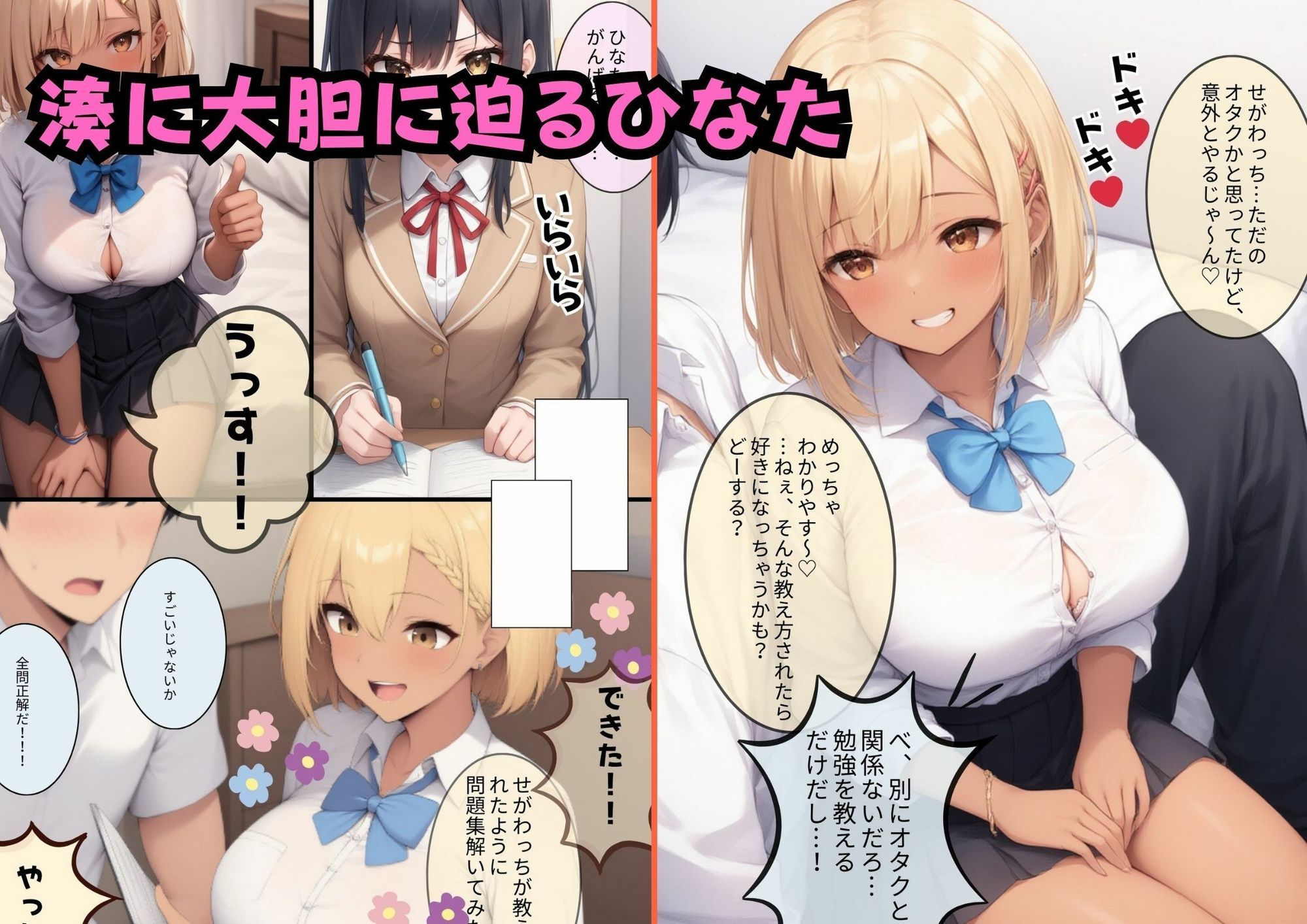 サンプル画像3:地味な僕が清楚彼女と金髪日焼け爆乳ギャルと3人でハーレム部屋を作っちゃった話(AI欲イラスト屋さん：わんたんめん) [d_586775]