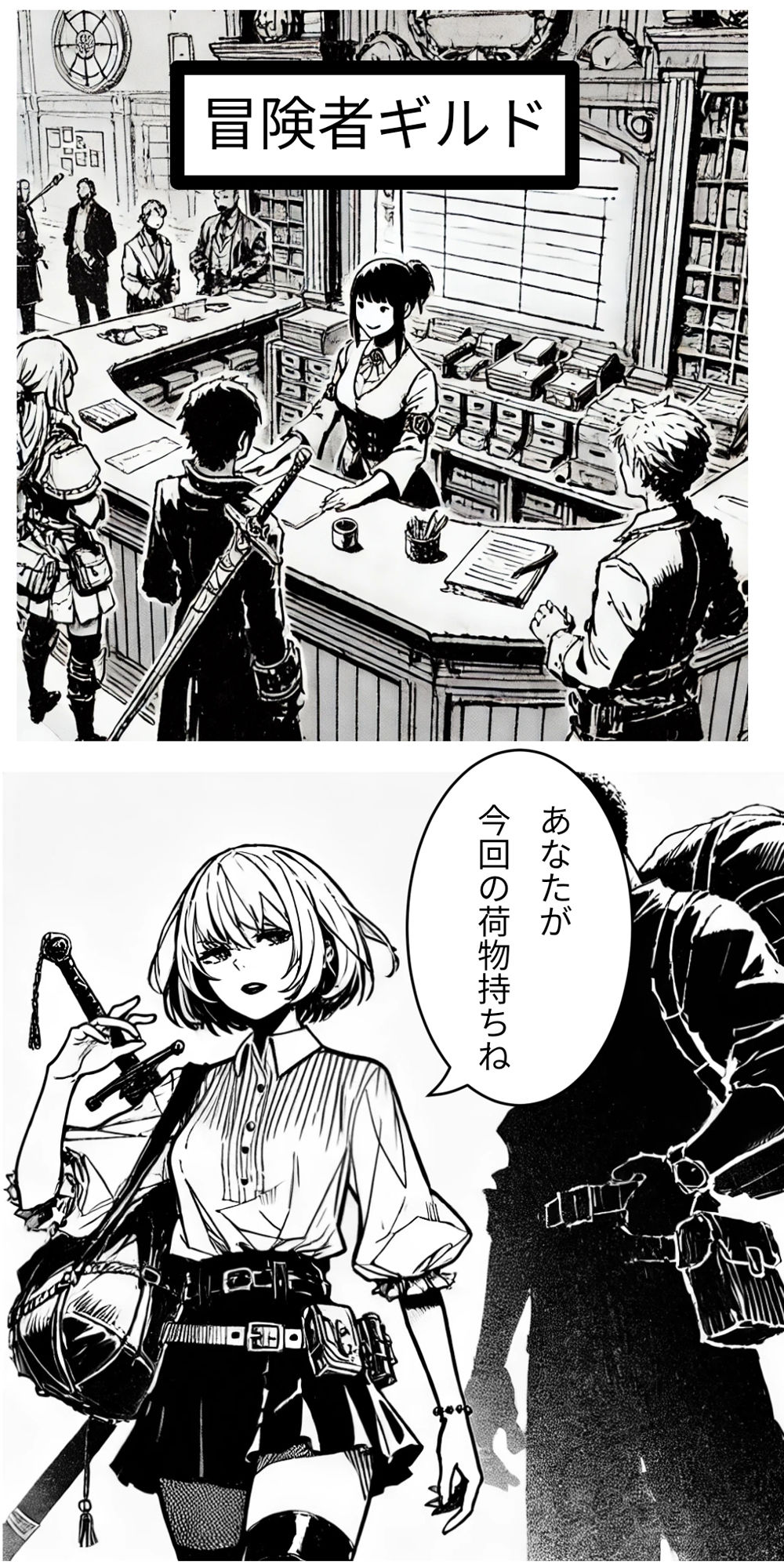 サンプル画像3:荷物持ち冒険者の装備(dia202503) [d_587467]