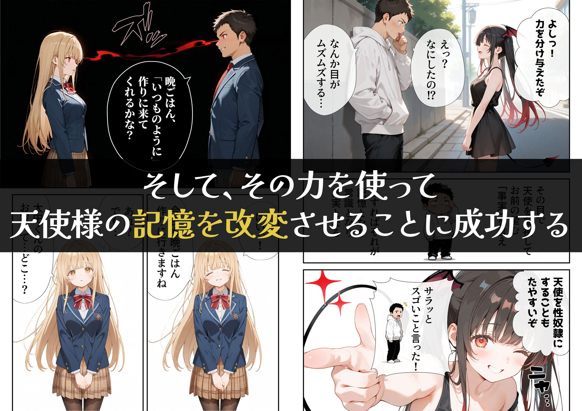 サンプル画像4:お隣の天使様を記憶操作でイケメンから寝取って堕天使にした件(ニーハイ堂) [d_592187]