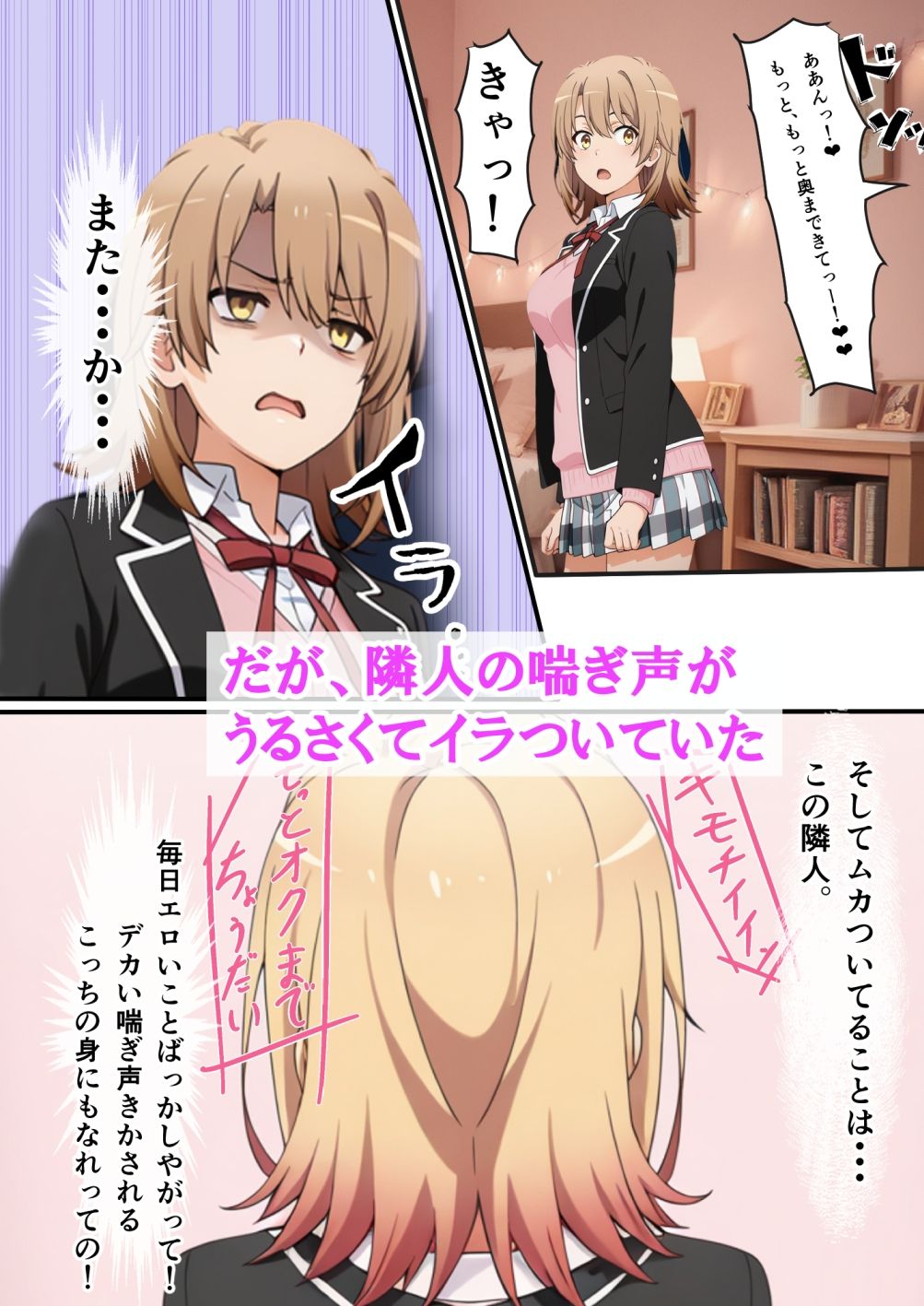 サンプル画像2:一色いろはは隣人の喘ぎ声でオナニーしている。〜妊婦になったガハママ〜(ベロナス) [d_592341]