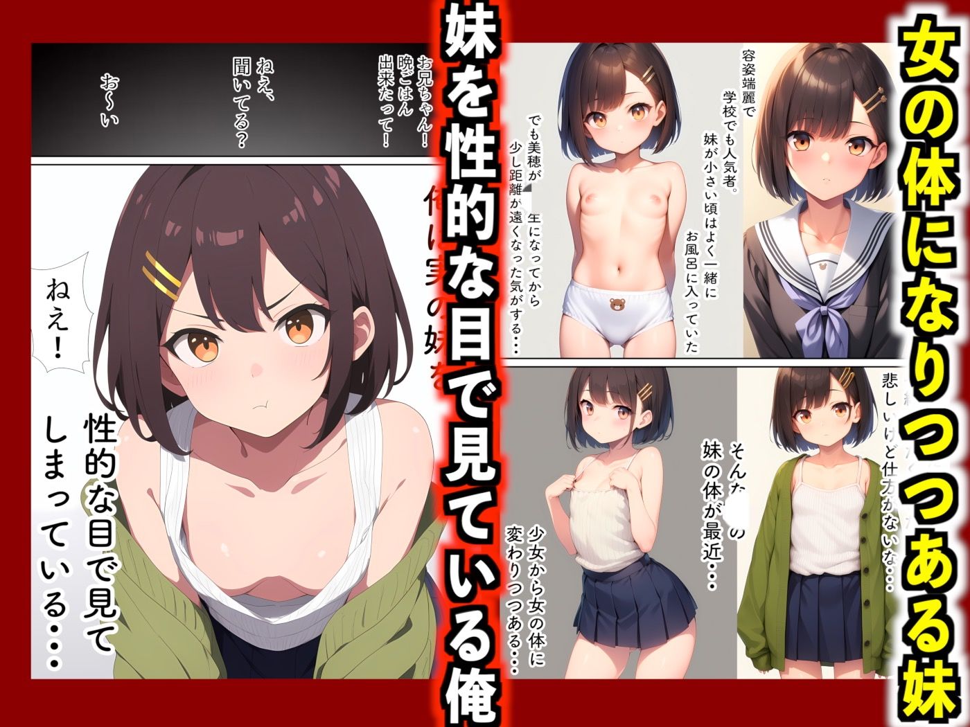 発育中の妹が一緒にお風呂に入ろうと誘ってきたが、勃起がバレてしまい人生終了...と思いきや、まさかの放尿アクメセックスに発展してしまった話 画像1