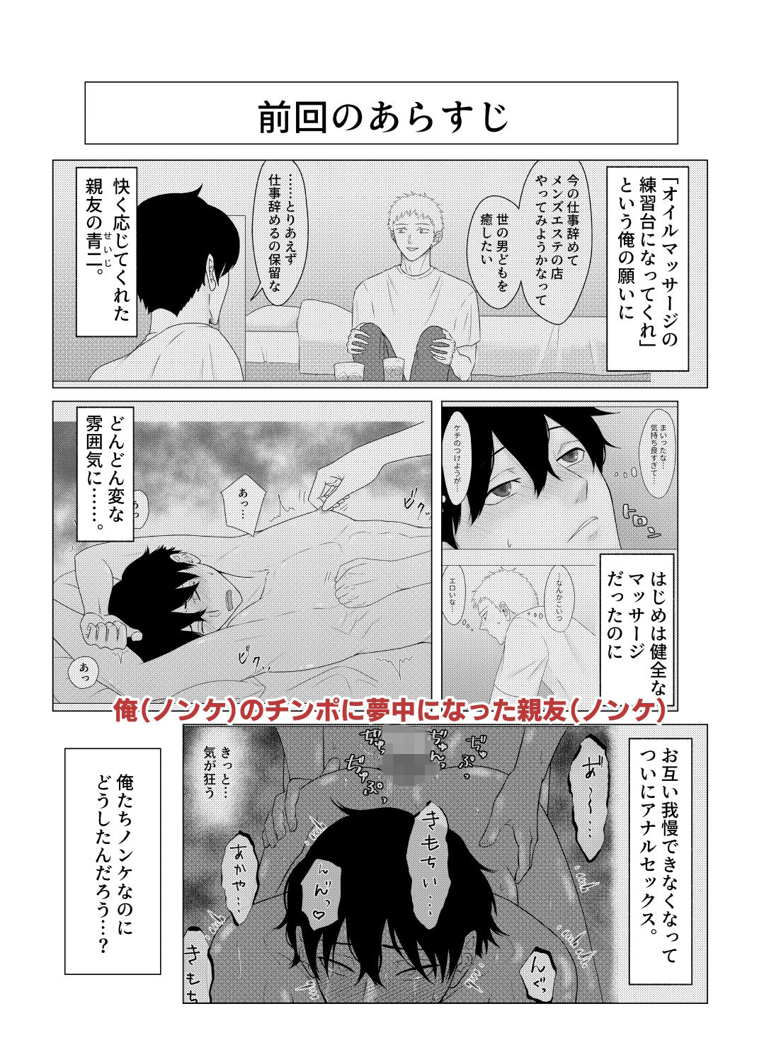 自称ノンケ同士がヤキモチ焼いて焦らしマッサージ 画像1