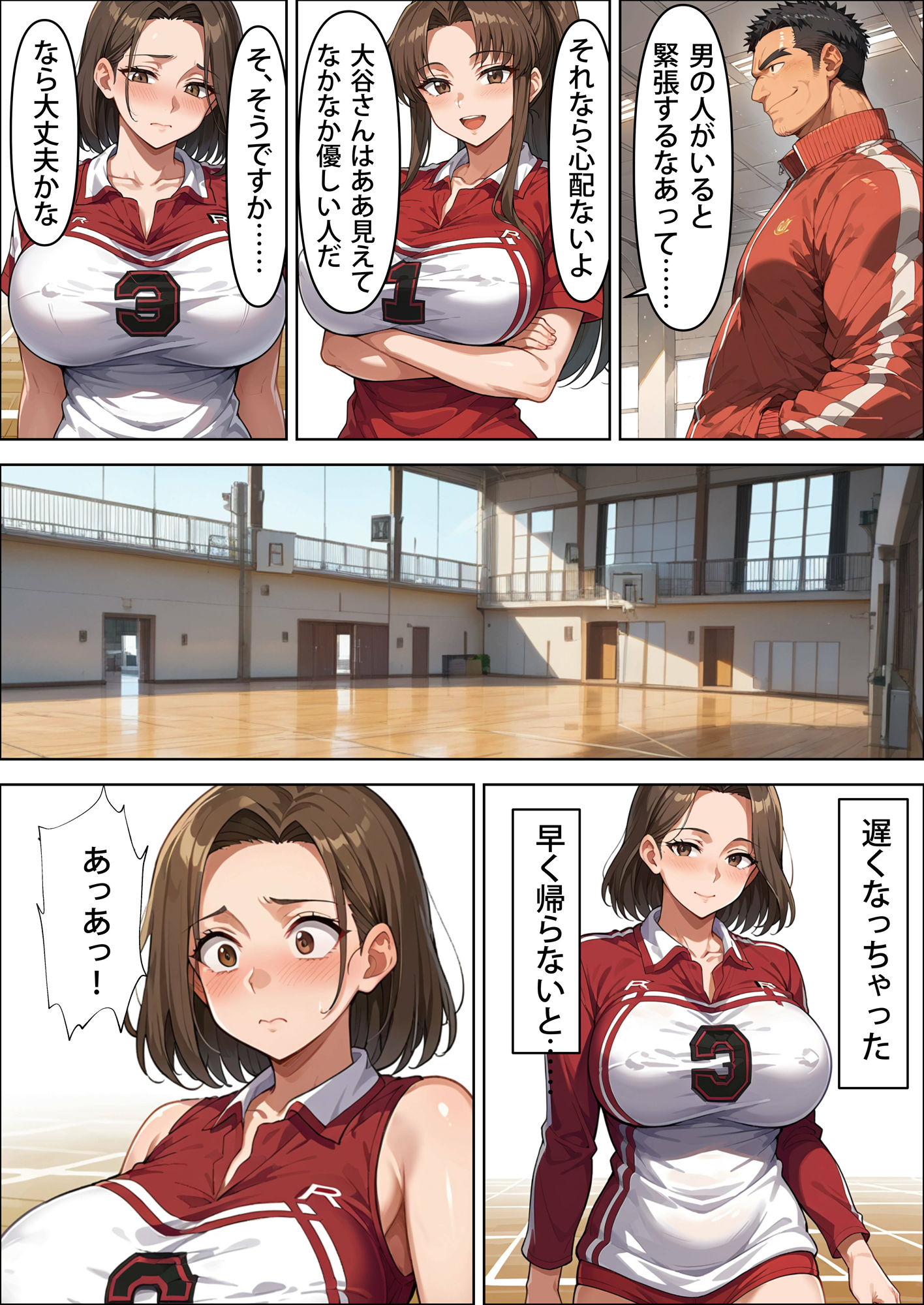 サンプル画像5:ママさんバレー部 〜ゴリラコーチに敗北する人妻たち〜(OkawaGame) [d_595309]