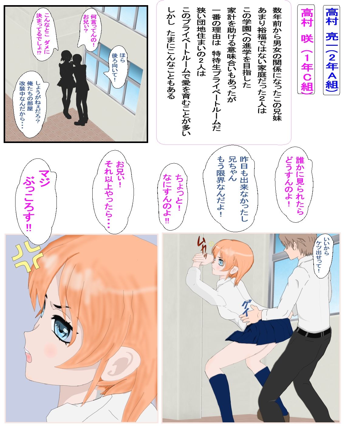 サンプル画像3:近親学園  学園の近親カップル  高村兄妹(近親学園生徒会室) [d_595628]