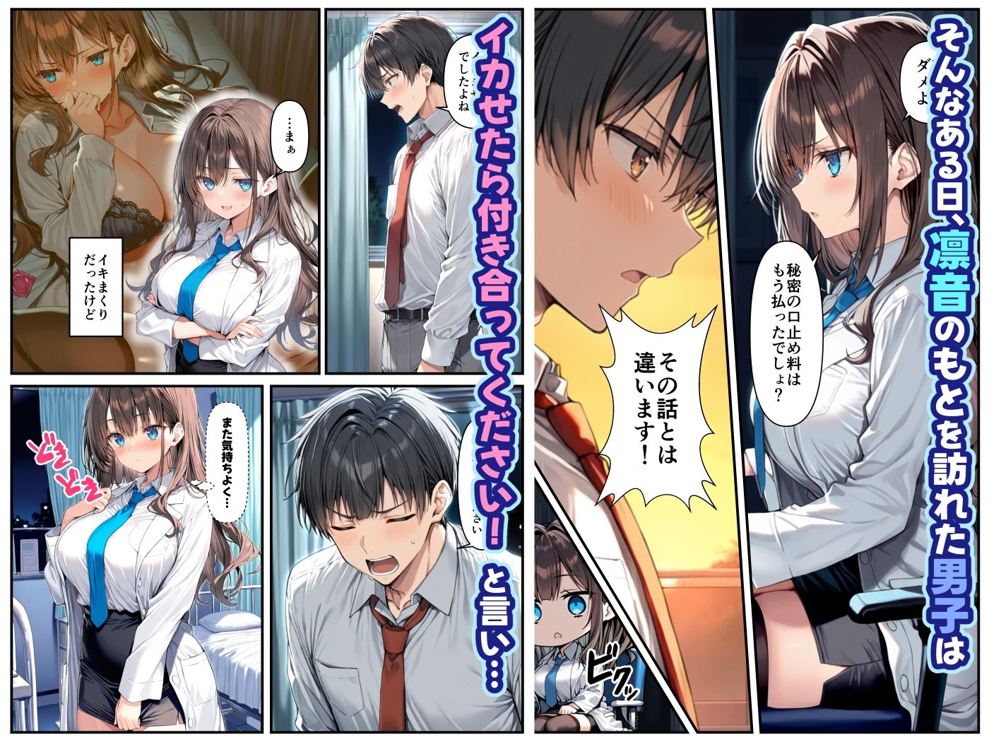 サンプル画像5:クールぶってるドスケベ保健室の先生が、男子生徒のデカチンポに敗北絶頂潮吹きする話。(乙娘屋（おとこや）) [d_597156]