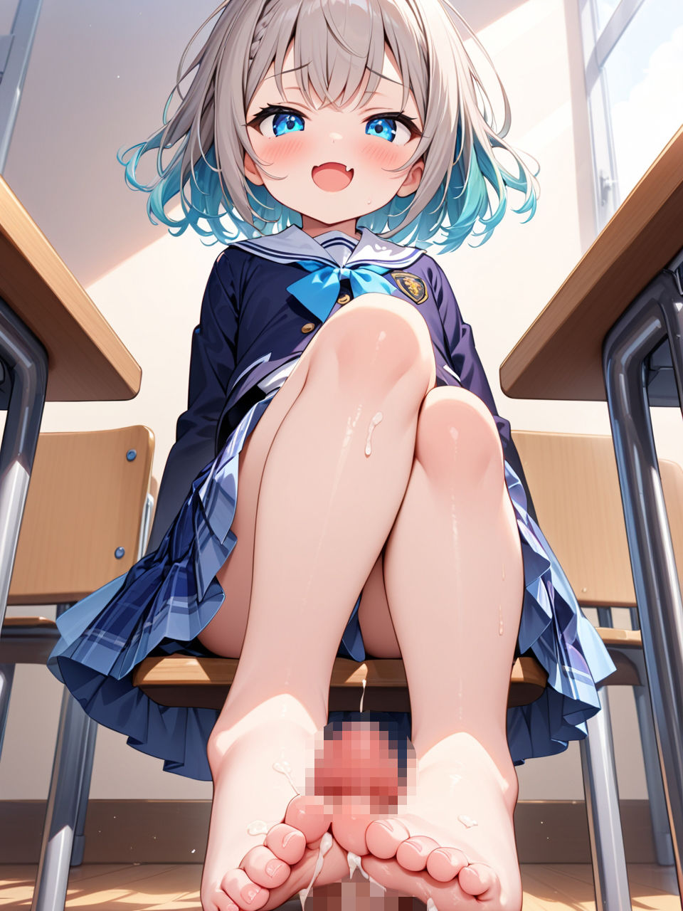 制服女子の足コキで大量射精(ハート) 画像4
