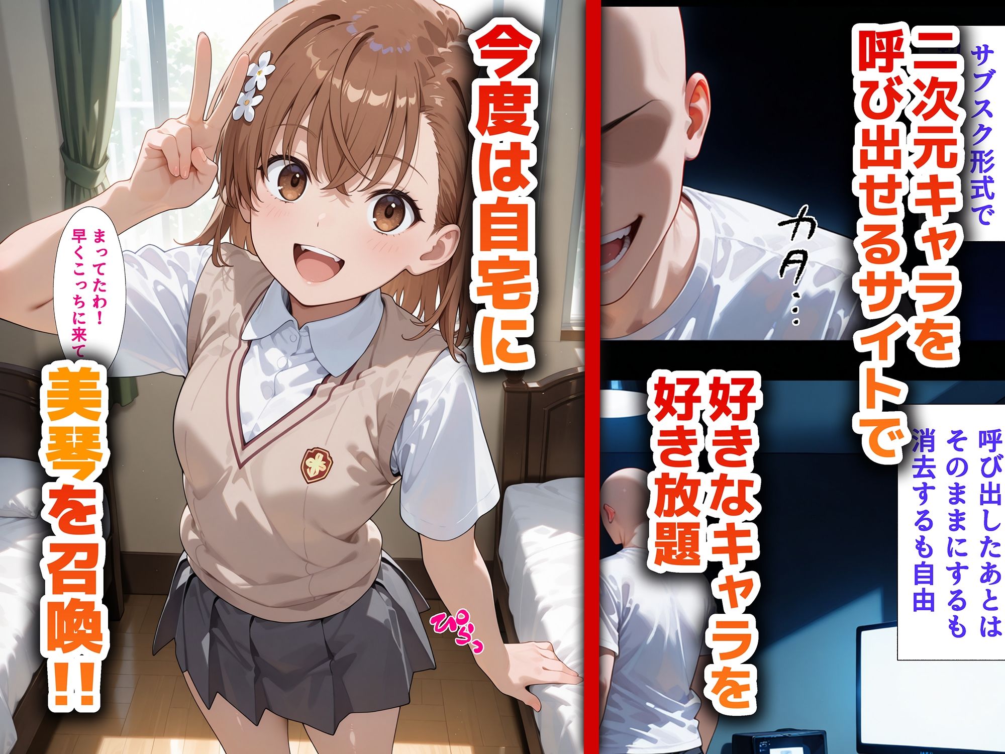 サンプル画像1:好きな二次元キャラを呼び出して好きにエッチできる裏サイト 美琴編(ぴーちかくてる) [d_605381]