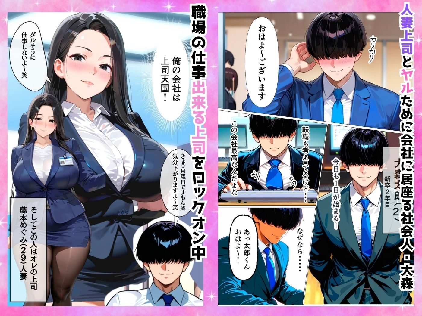 サンプル画像1:職場の巨乳上司（29）を慰安旅行で部屋に連れ込んだら汗だく本気セックスでデカピンク乳輪潮吹き種付けした話(エロポップ) [d_607511]