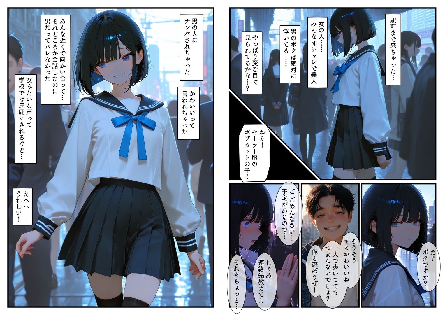 サンプル画像2:女装少年の性活 電車チカン＆公園乱交編(エロ漫画専門店・南国ピンク) [d_609783]