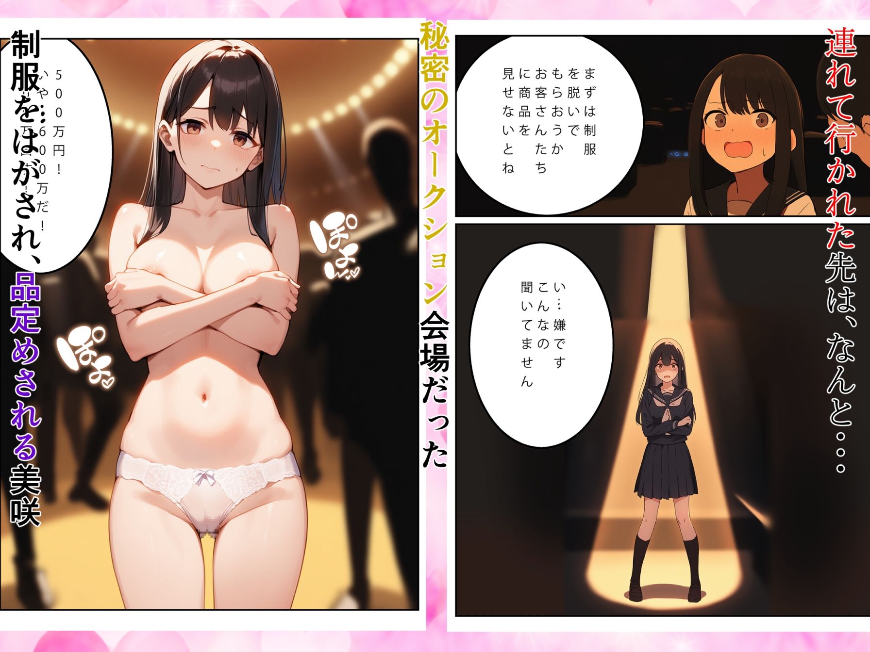 サンプル画像2:制服JKの処女オークション 〜貧困で苦しみ借金返済のため身体を売った美少女女子校生の初体験調教記録〜(おじさんとの秘密) [d_610281]