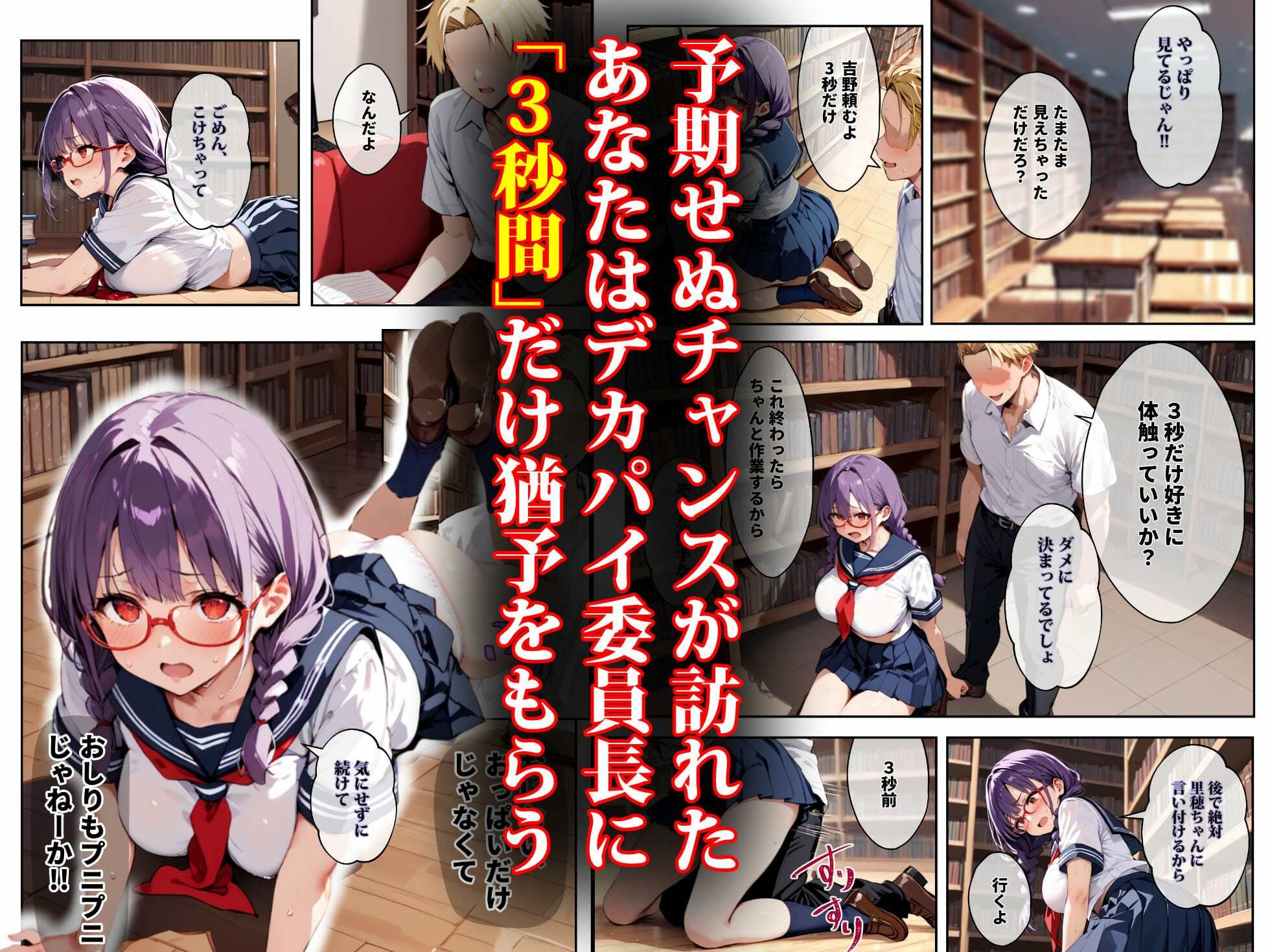 サンプル画像4:「3秒だけ好きにシていい」と言ったデカパイ委員長の寝取られマ〇コを貸してもらった件(エロマンガールズ) [d_615177]