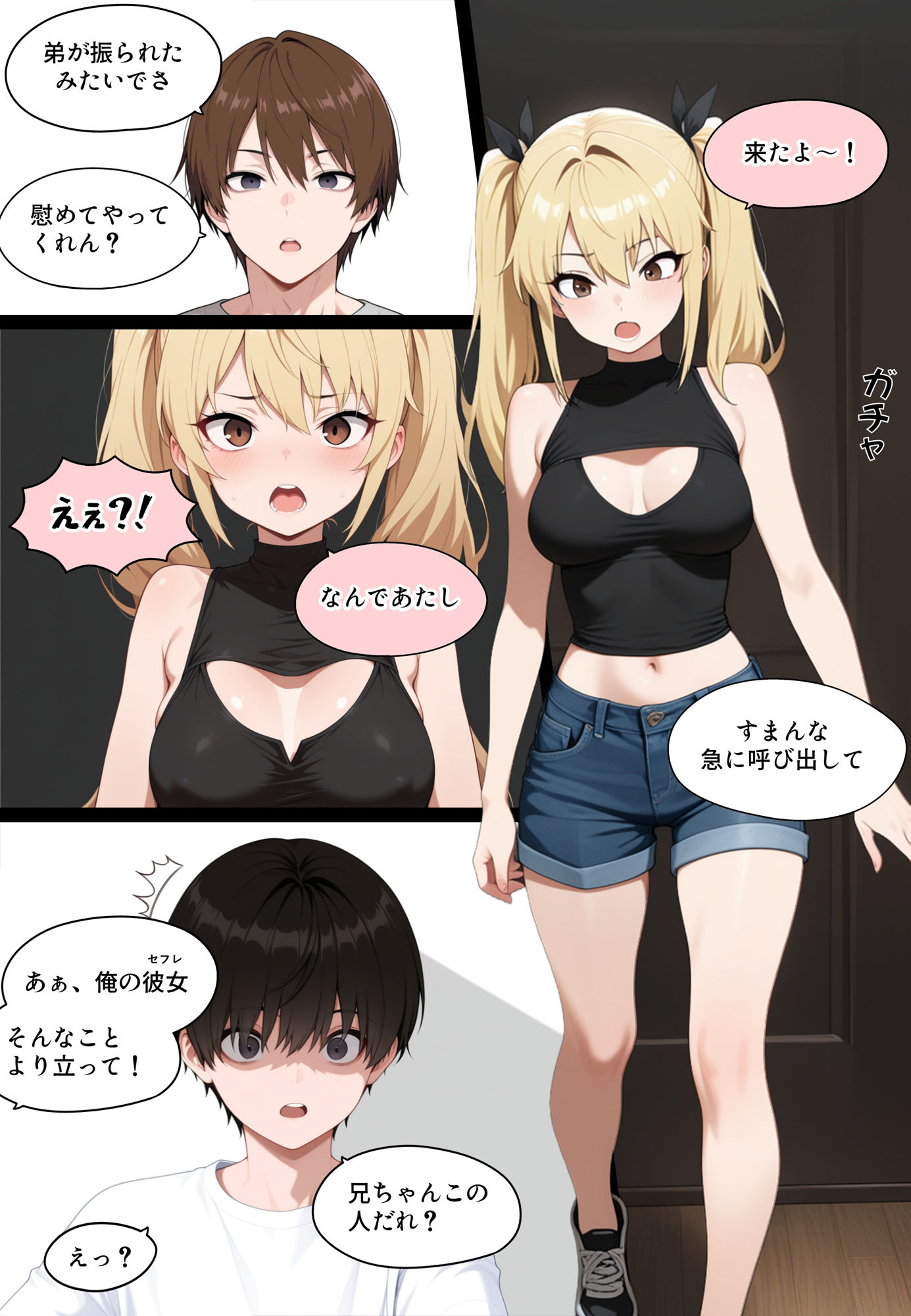 サンプル画像2:童貞の弟が落ち込んでいたので俺の彼女（セフレ）で初体験させてあげた話(きなこ餅) [d_615745]