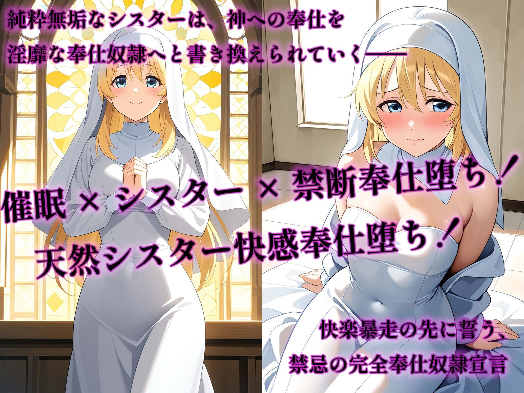 サンプル画像1:催●アプリで堕ちる天然シスター 〜禁忌の奉仕快感に目覚める純潔奉仕奴●〜(空想彩館) [d_616068]