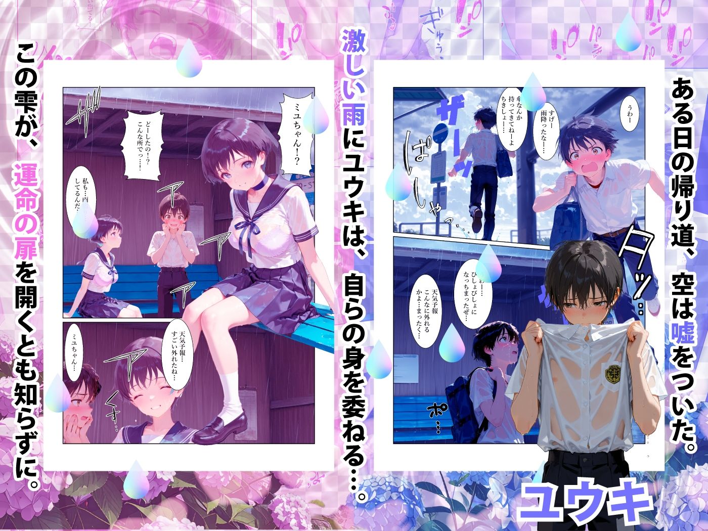 サンプル画像2:雨のバス停とシャイな初恋(プリ尻マン開学園) [d_616096]