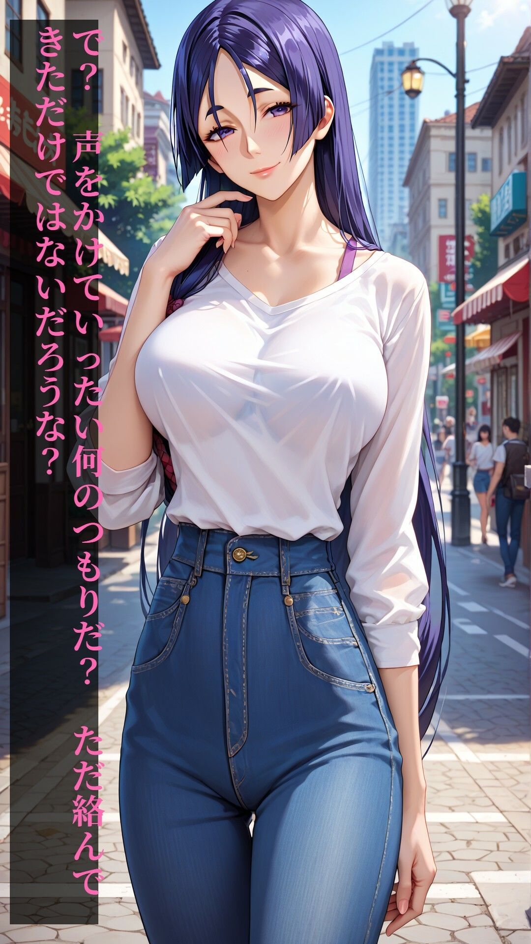 サンプル画像1:【AI漫画】お姉さん完全陥落〜スーパー帰りを連れ出し即ハメ〜(悪銭苦闘) [d_618239]