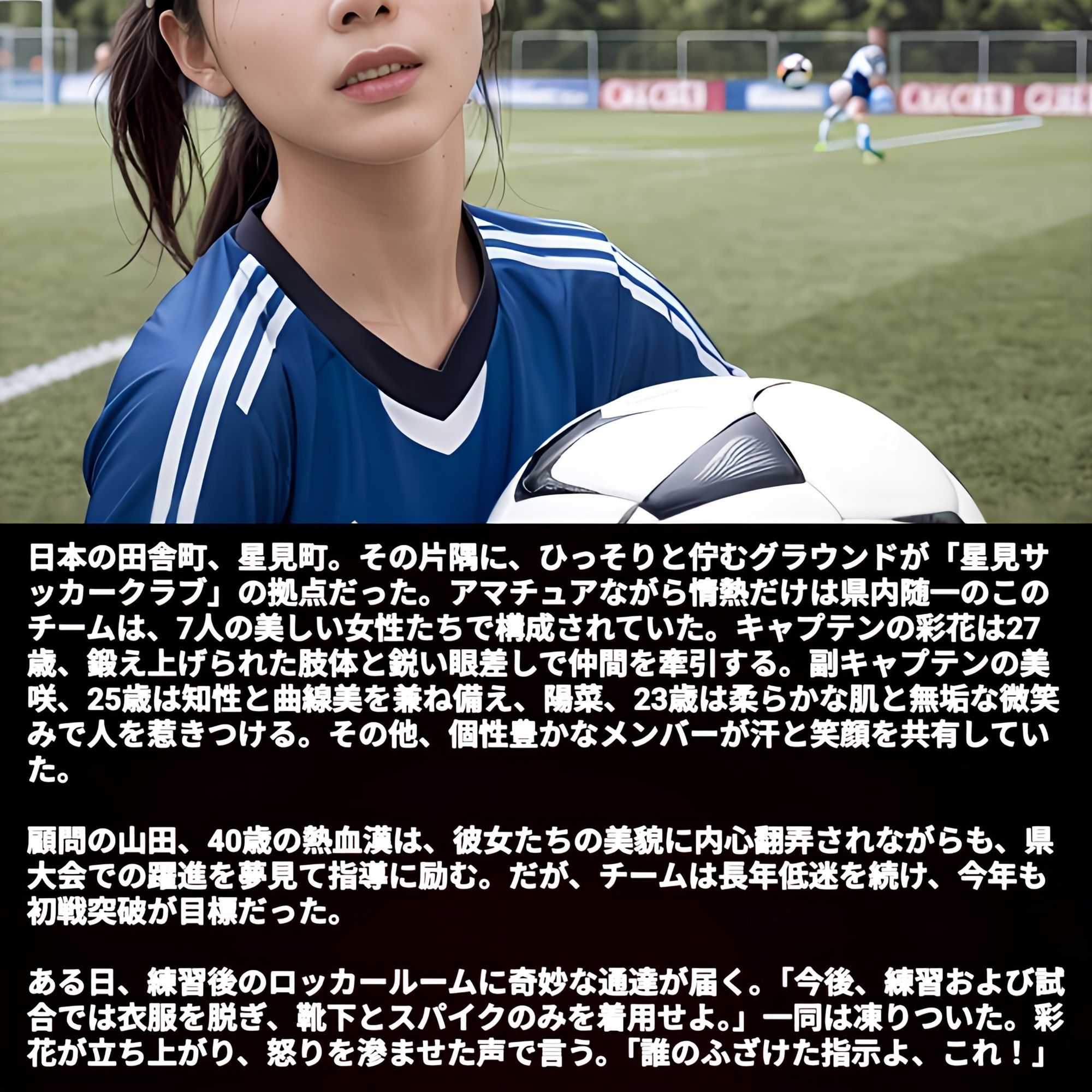 サンプル画像1:ユニフォーム禁止！？おっぱいまる出し女子サッカー！(はるはるぽん) [d_620381]