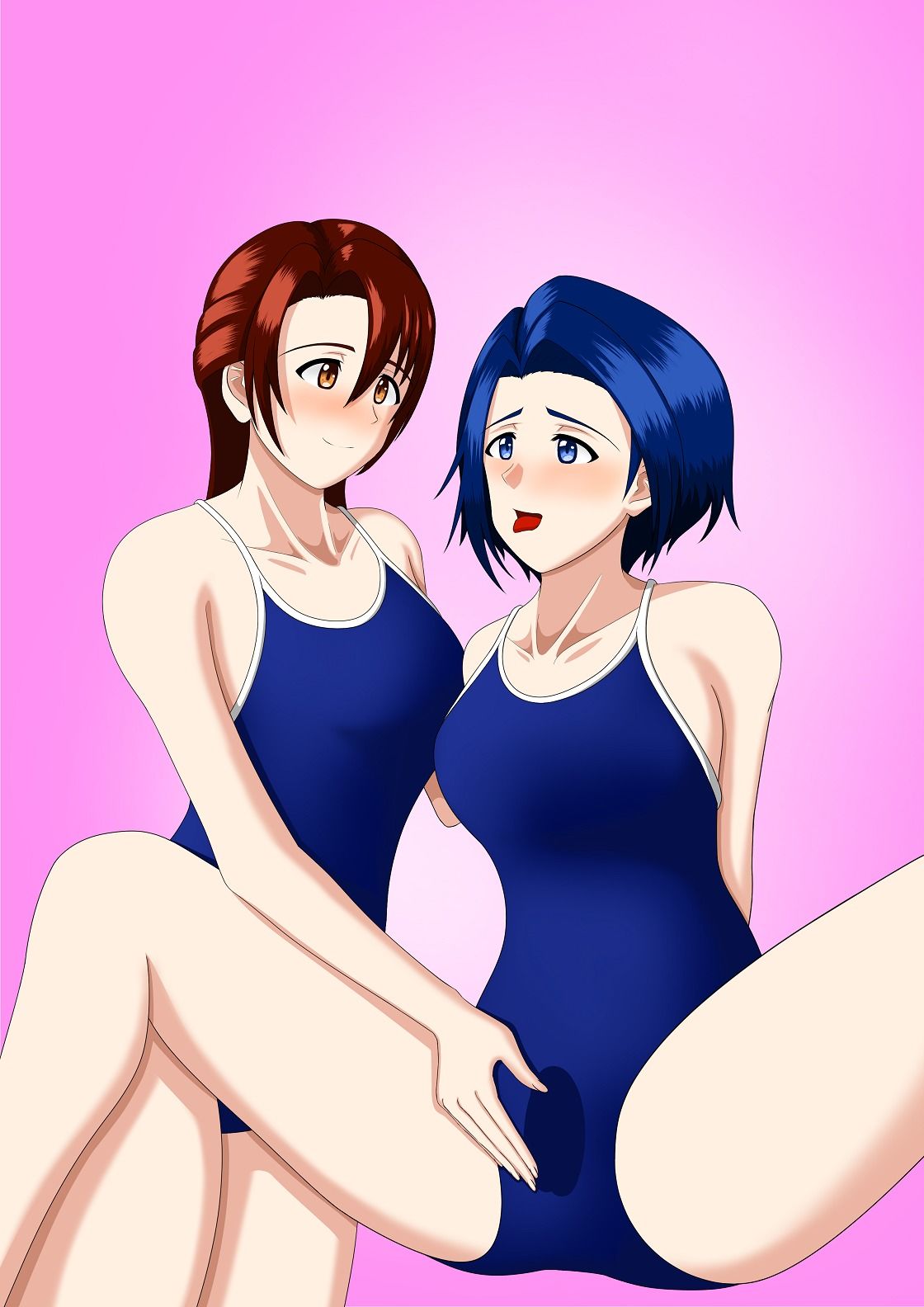 姉さん達がスク水で百合えっちするための島の話 クリ吸引連続絶頂 画像1
