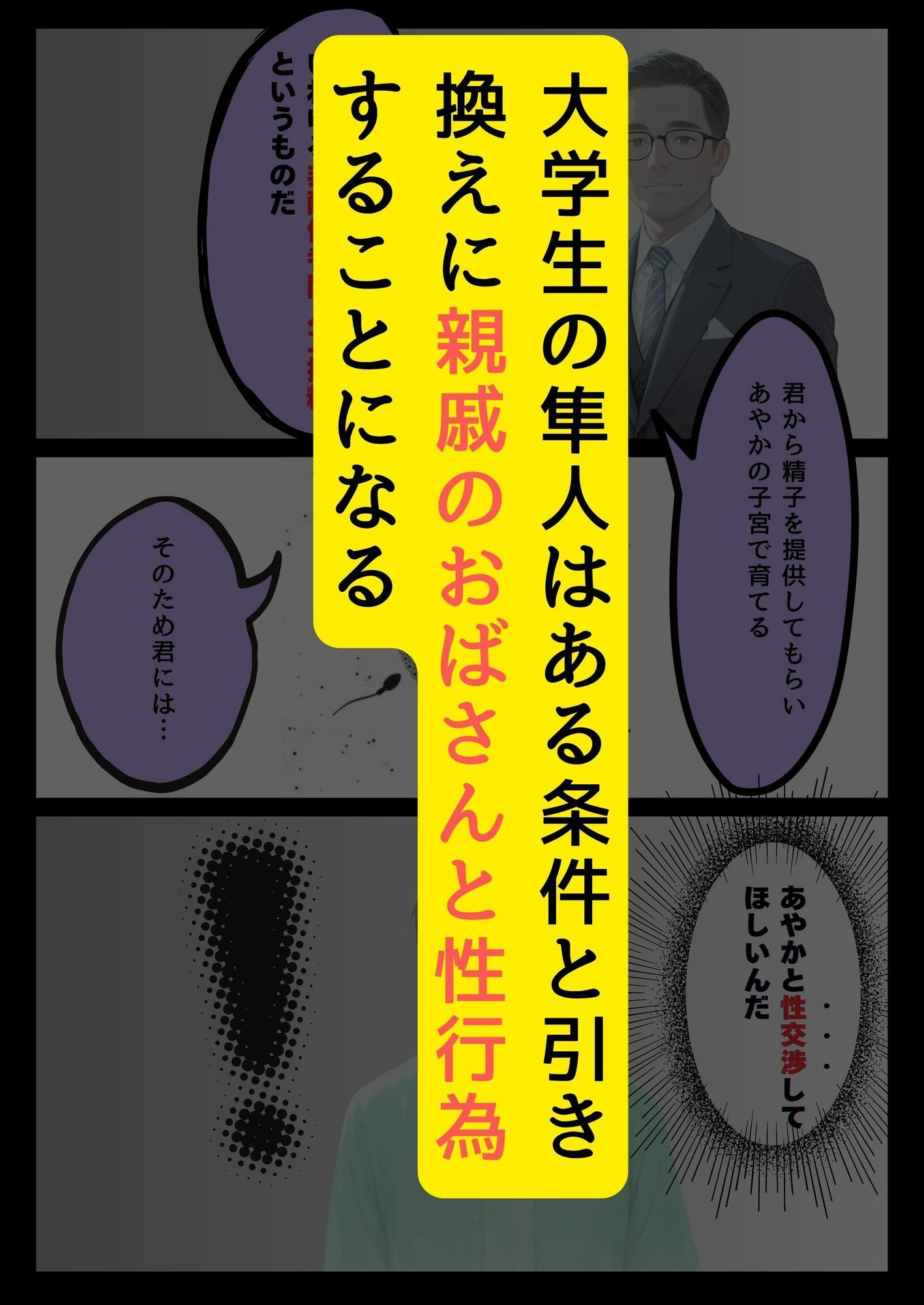 【エロ漫画】不妊治療のため親戚のおばさんと性交渉する話2