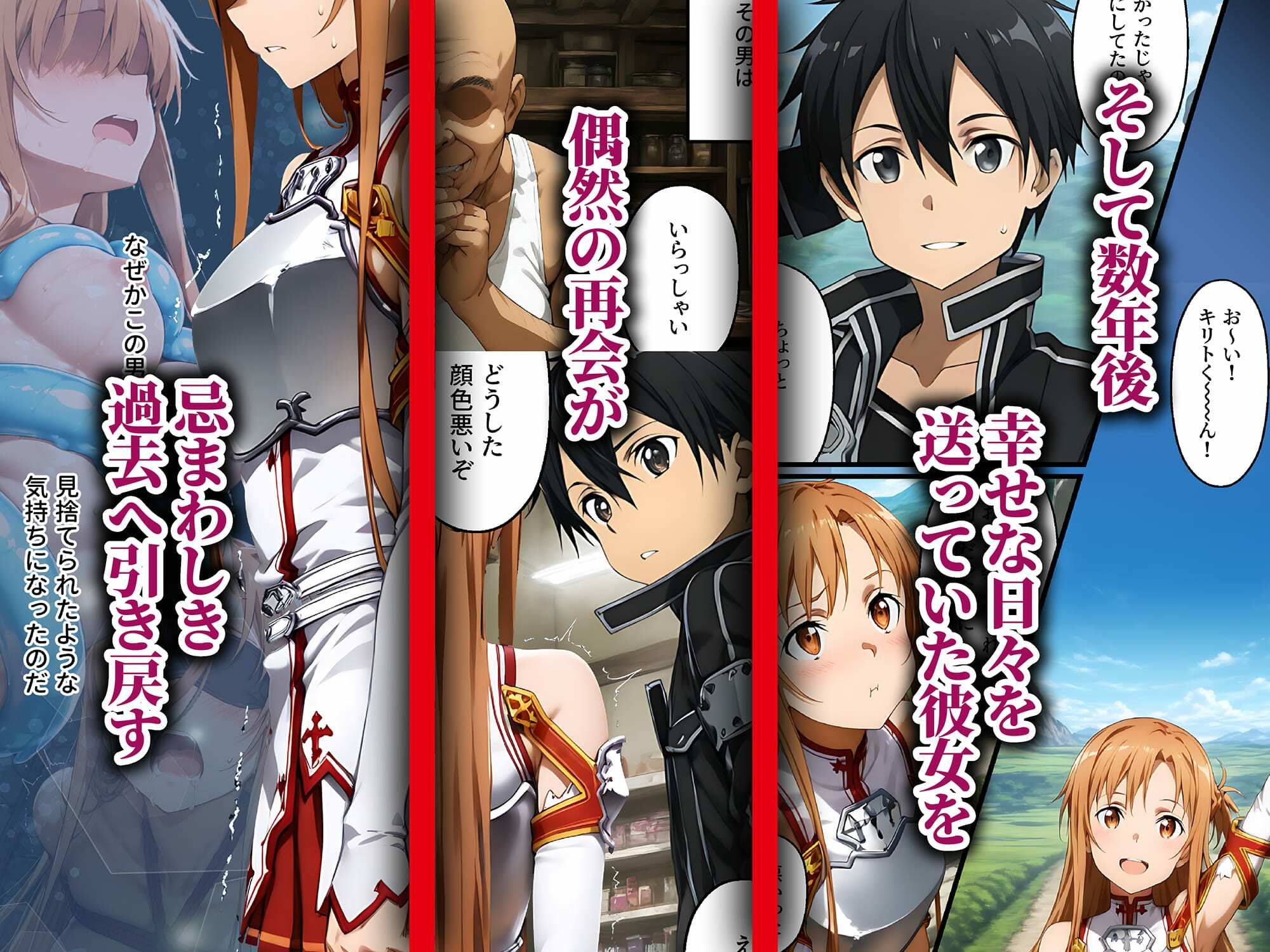 サンプル画像4:付き合う前から監禁調教NTR〜性欲に負けた俺が寝取り男とアスナで3Pする話〜(AIおじさん) [d_624767]