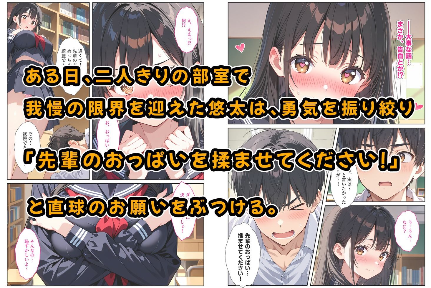 サンプル画像2:文芸部の先輩（爆乳）におっぱい揉ませてと土下座でお願いしたら…(StudioSR（妹･人妻･巨乳推し）) [d_626267]