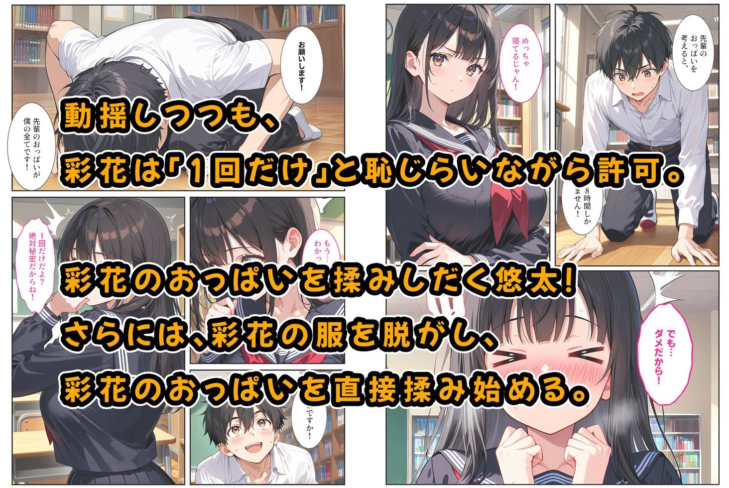 文芸部の先輩（爆乳）におっぱい揉ませてと土下座でお願いしたら… 画像3