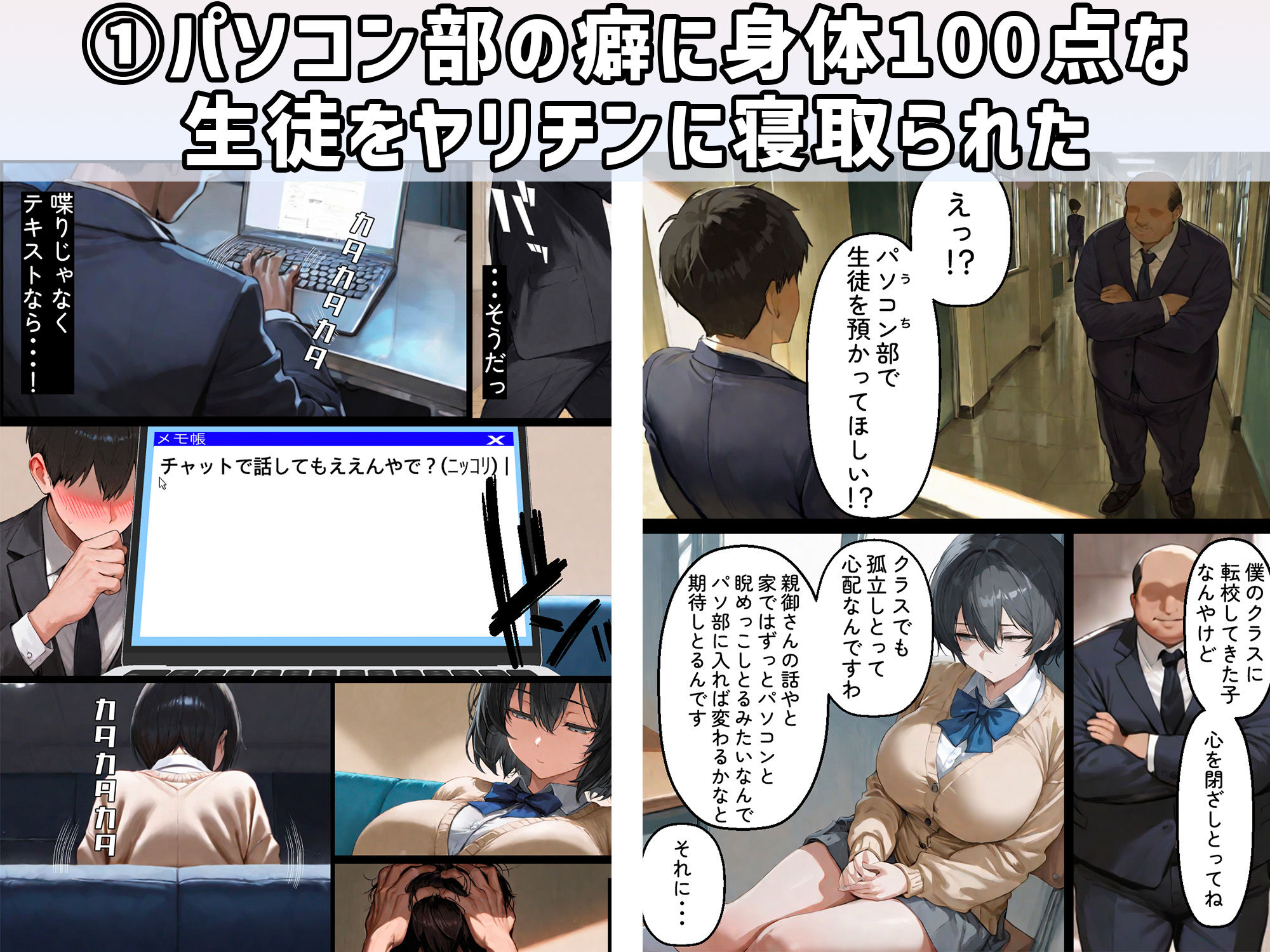 サンプル画像3:NTR漫画5作品300P総集編！幼馴染、パソコン部、新卒ちゃん、バスケ女子、リフレ嬢(迂路沢) [d_626426]