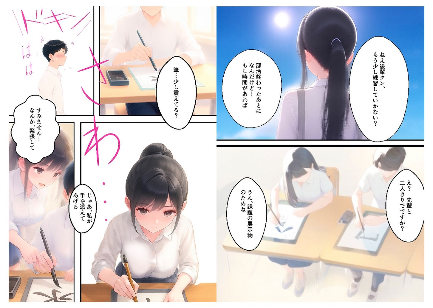 ポニテ巨乳の書道部先輩ーとろ甘*筆レッスン 画像1