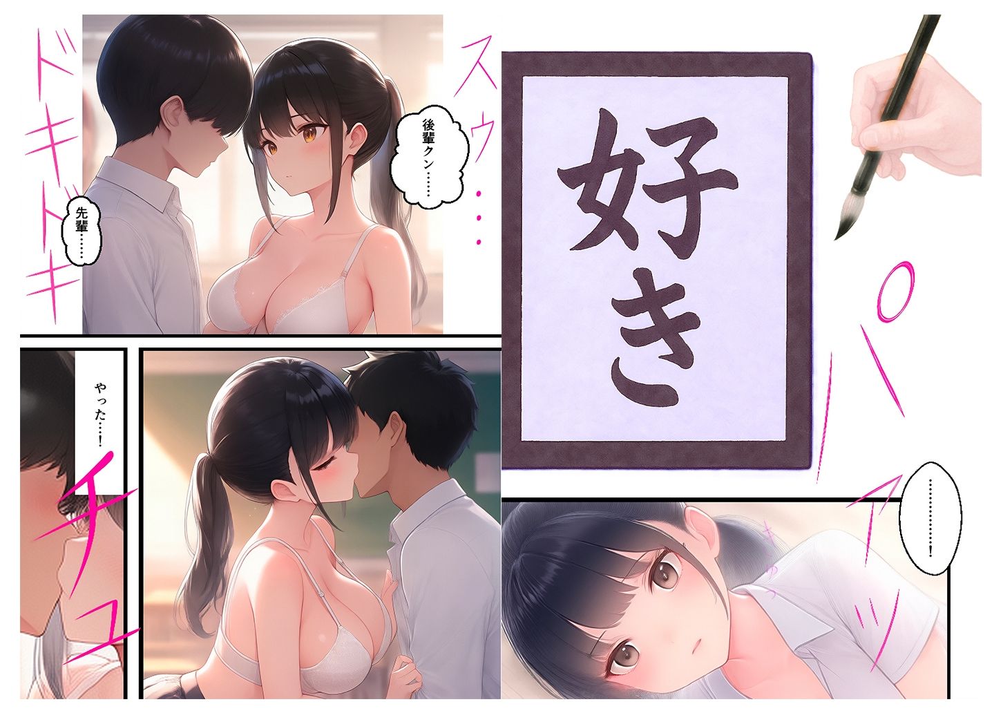 ポニテ巨乳の書道部先輩ーとろ甘*筆レッスン 画像3