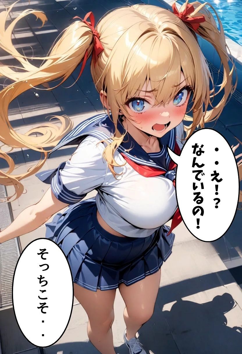 巨乳幼なじみとスク水着衣えっち 画像4