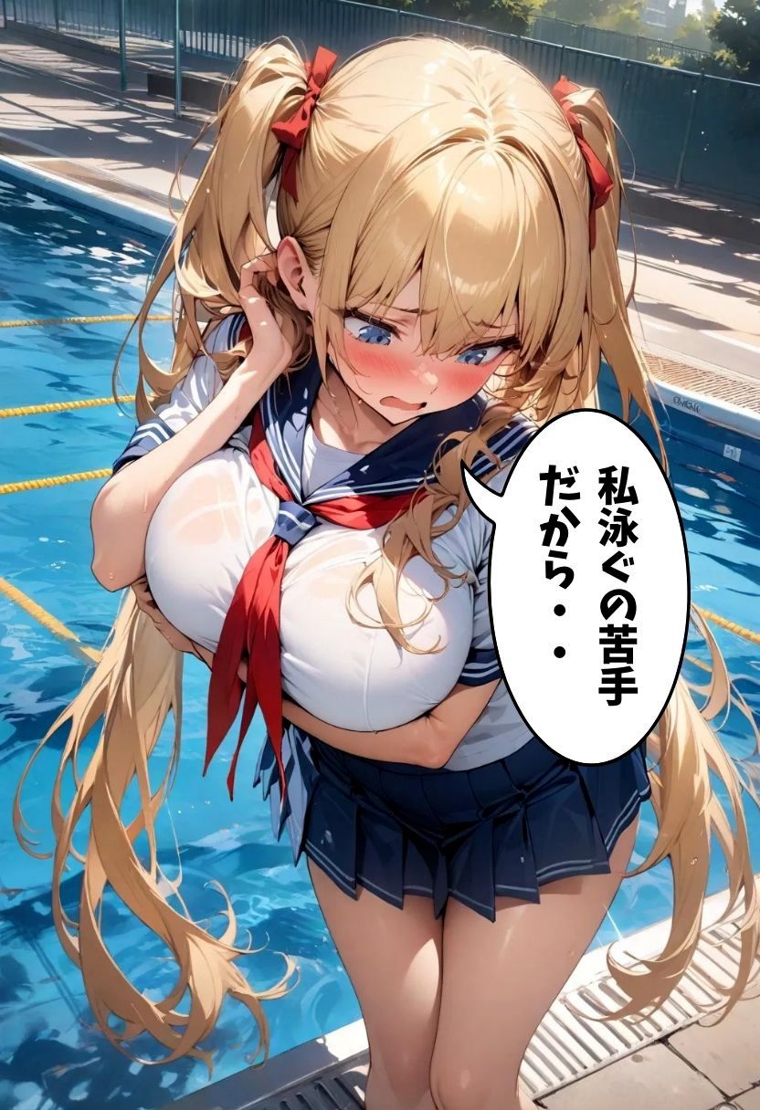 巨乳幼なじみとスク水着衣えっち 画像5