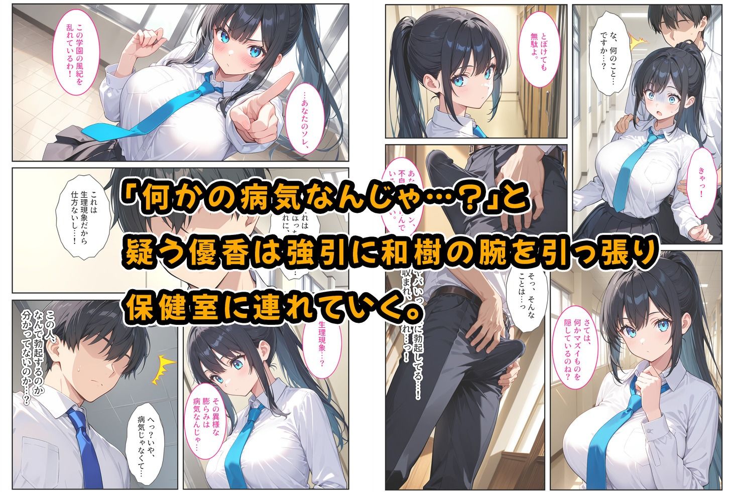 快楽に目覚めた無垢な爆乳風紀委員長とドMなギャル保健医に射精管理されています！ 画像2