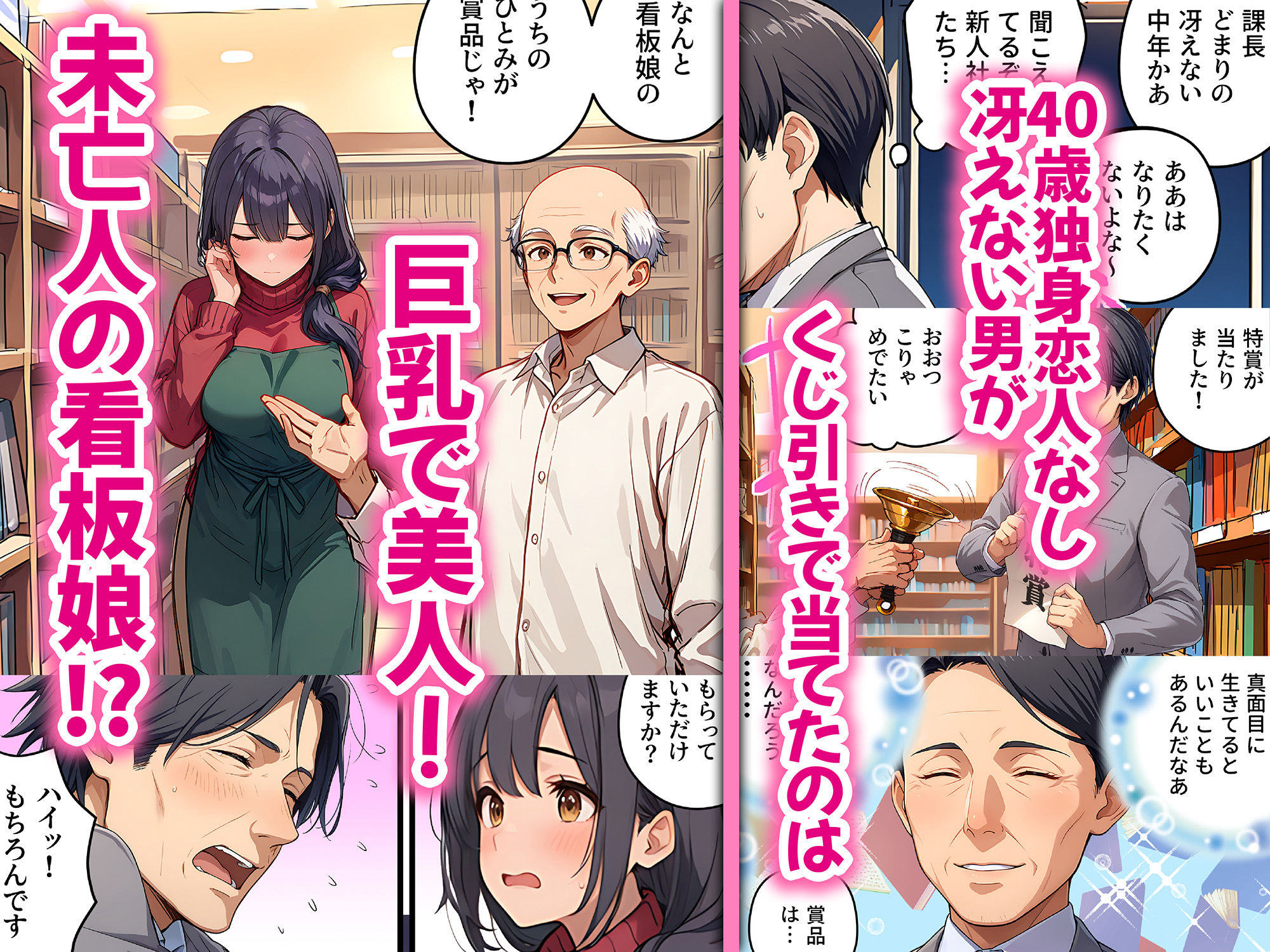 未亡人の巨乳看板娘（30）が賞品だったので授乳プレイ手コキ→パイズリ昇天→そのまま生ハメ中出しをキメてしまった課長の末路2