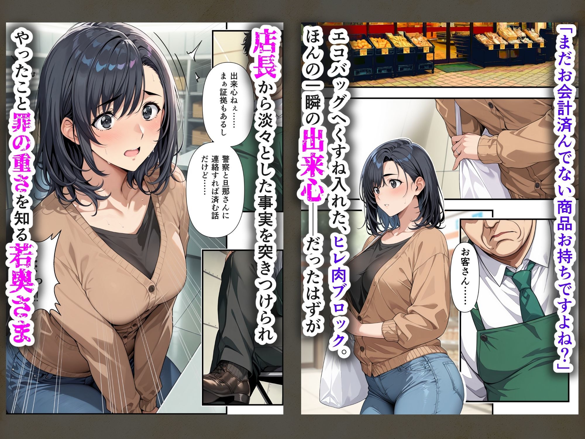 サンプル画像2:ヒトヅマ鬼ハメ  万引きがバレた若奥さま（34）、見逃す代わりに始まったいいバイトは店長とホテルで交わす裏契約だった話(おにはめ本舗) [d_648050]