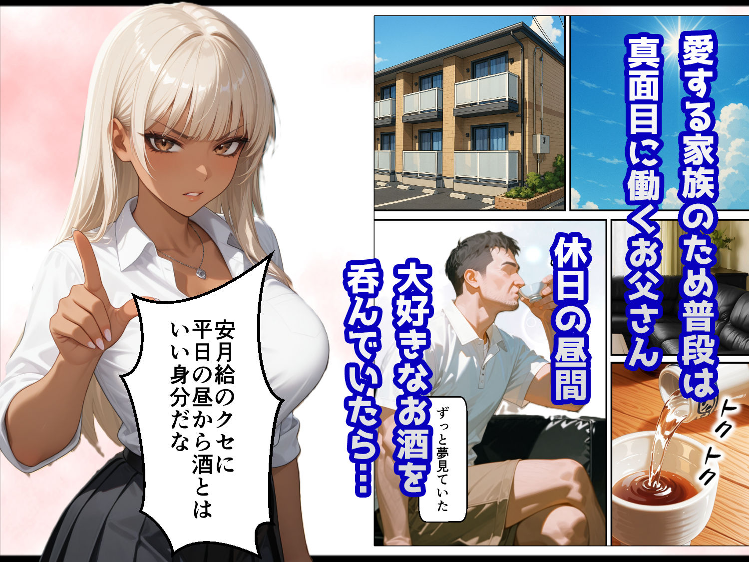 サンプル画像1:普段はマジメなお父さん、宅飲みで酔って寝ていたらお小遣いをもらいにきた白ギャルな姪っ子にイタズラされてしまう(ほっとないと倶楽部) [d_651873]