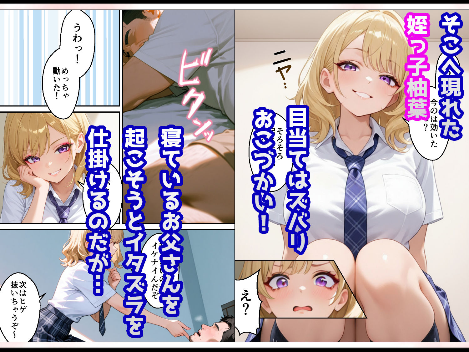 サンプル画像5:普段はマジメなお父さん、宅飲みで酔って寝ていたらお小遣いをもらいにきた白ギャルな姪っ子にイタズラされてしまう(ほっとないと倶楽部) [d_651873]