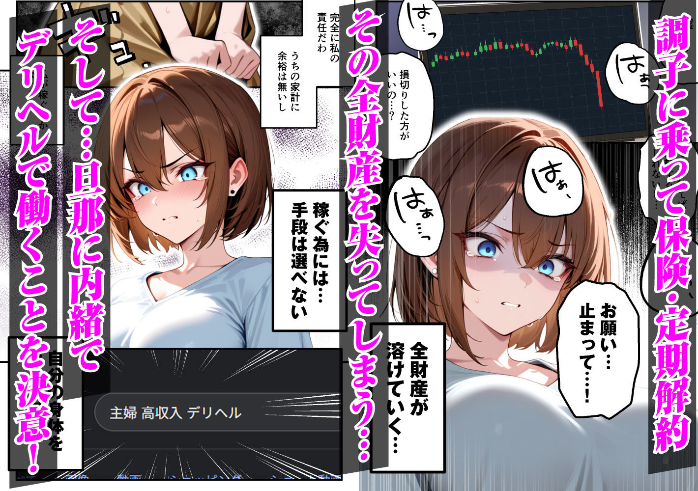 サンプル画像2:【人妻デリヘルNTR】デリヘル呼んだら先輩の妻が来た〜FXにハマった貞淑妻が堕ちるまで〜(あまくち工房) [d_654151]