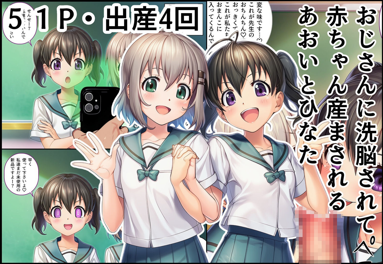 サンプル画像1:おじさんに洗脳されて赤ちゃん産まされるあおいとひなた(産め産め帝国) [d_654533]