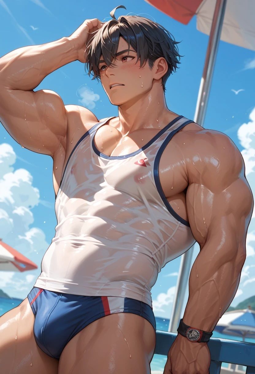 今日も汗まみれのガチムチ男子の蒸し蒸し筋肉を見せつけられ俺の息子は暴れたがっている 無料画像1
