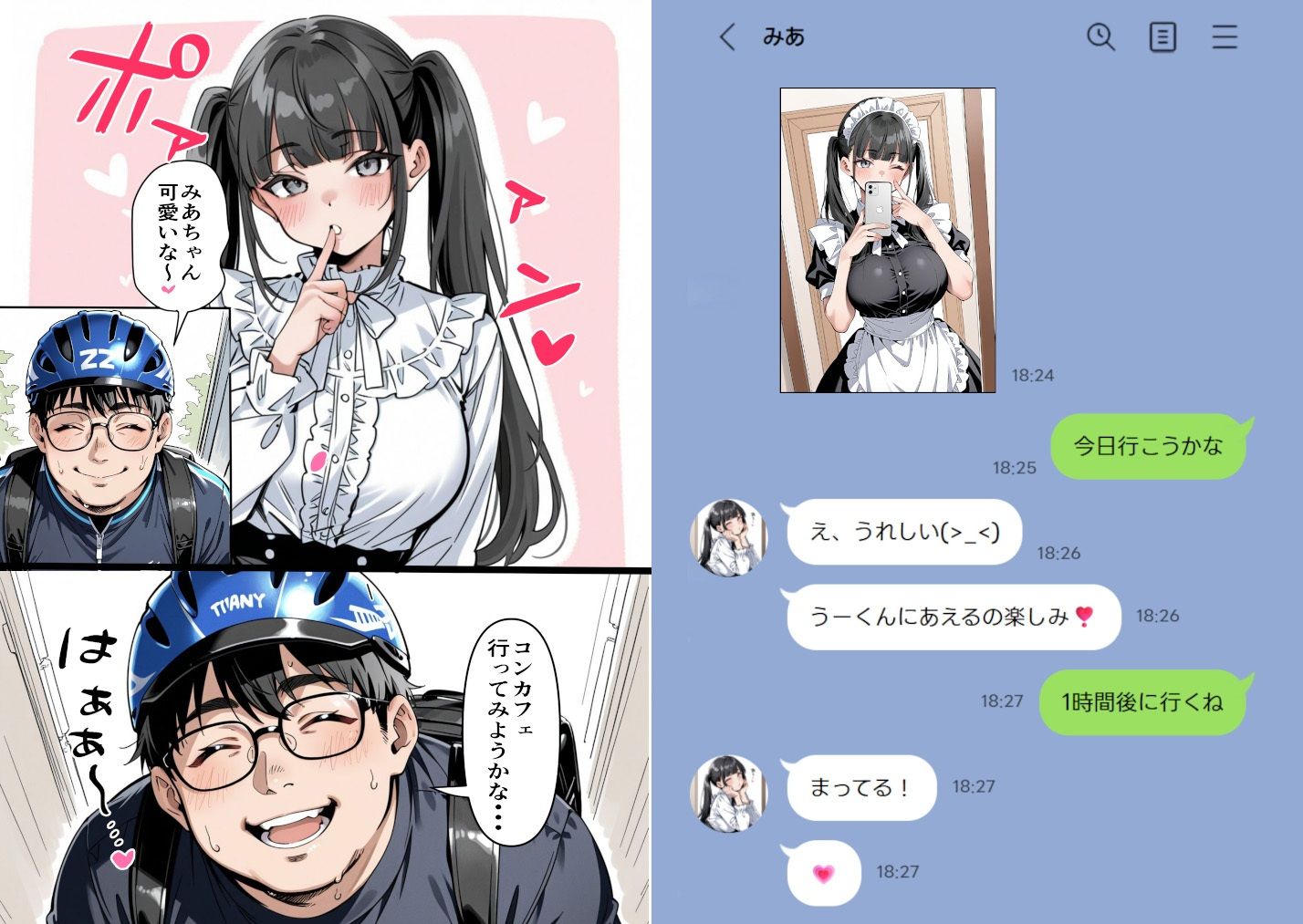 サンプル画像2:Ub●rの配達先で推しコンカフェ嬢が彼氏とヤってた話(ピココミック) [d_656063]