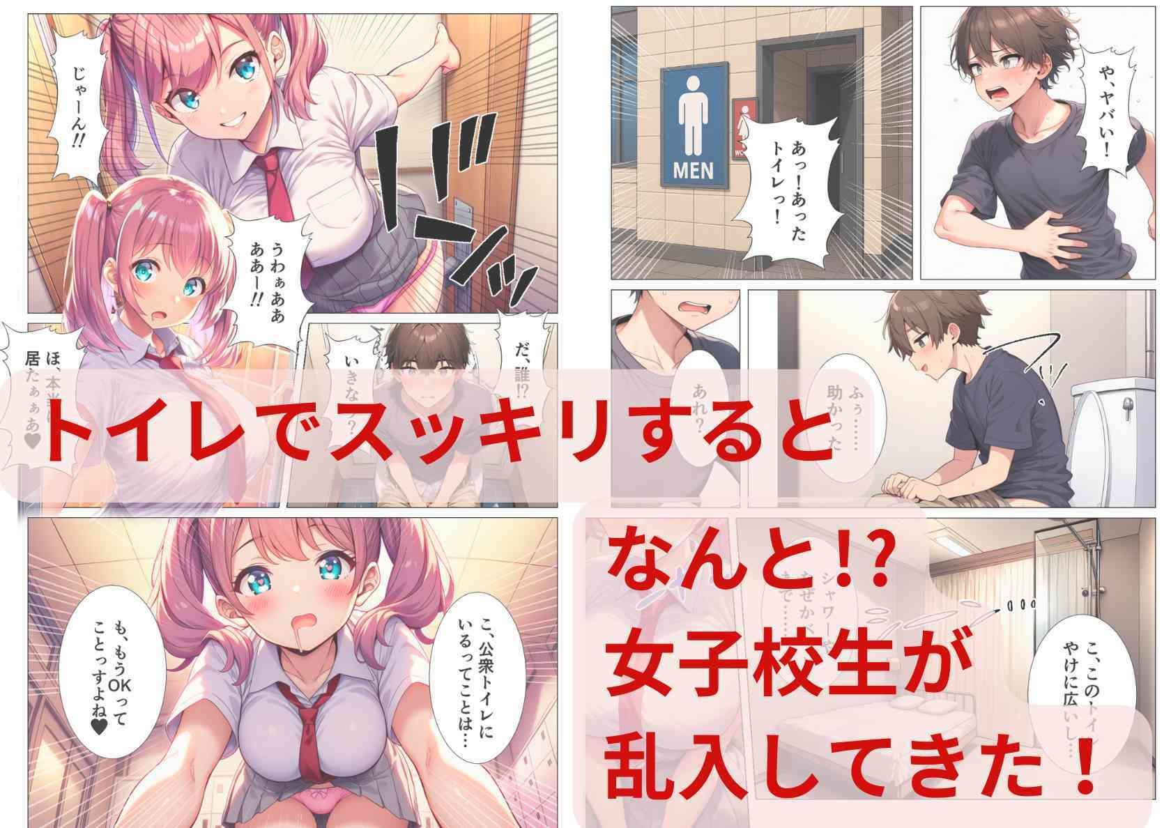 サンプル画像2:貞操観念逆転世界で公衆トイレに入ったら女子校生に襲われた話(シコリの森) [d_656497]