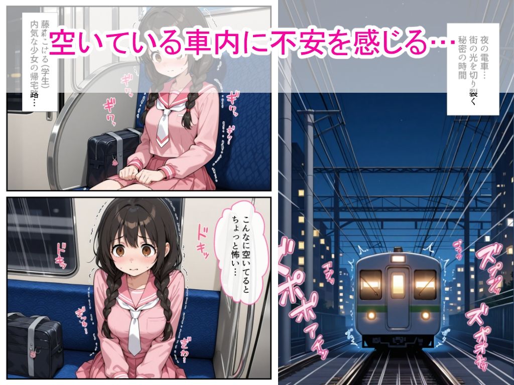 サンプル画像1:おさげ女子校生に電車中年男が縛り目隠しで中出しをした話(AIザッハトルテ) [d_659105]