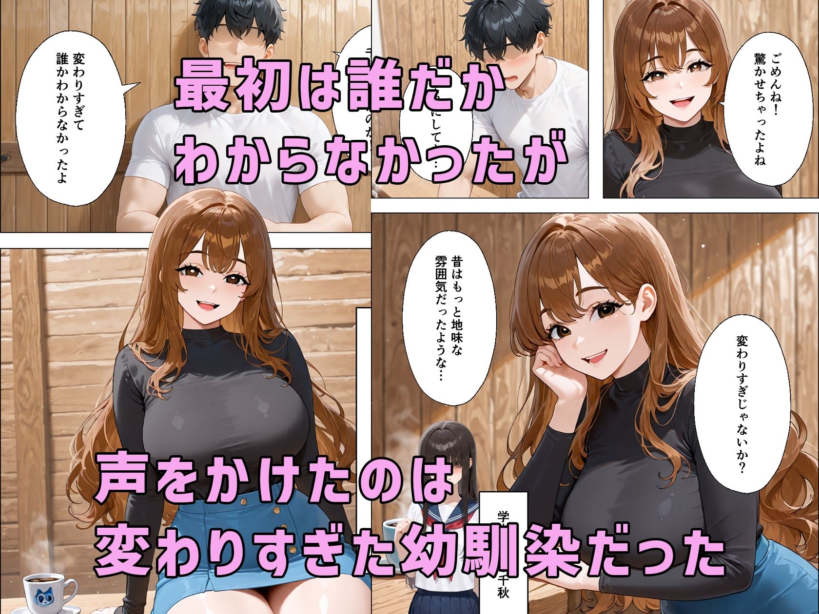 サンプル画像2:久しぶりに再開した幼馴染が貧乳地味子から派手爆乳に成長してた(ぱらだいす) [d_660364]