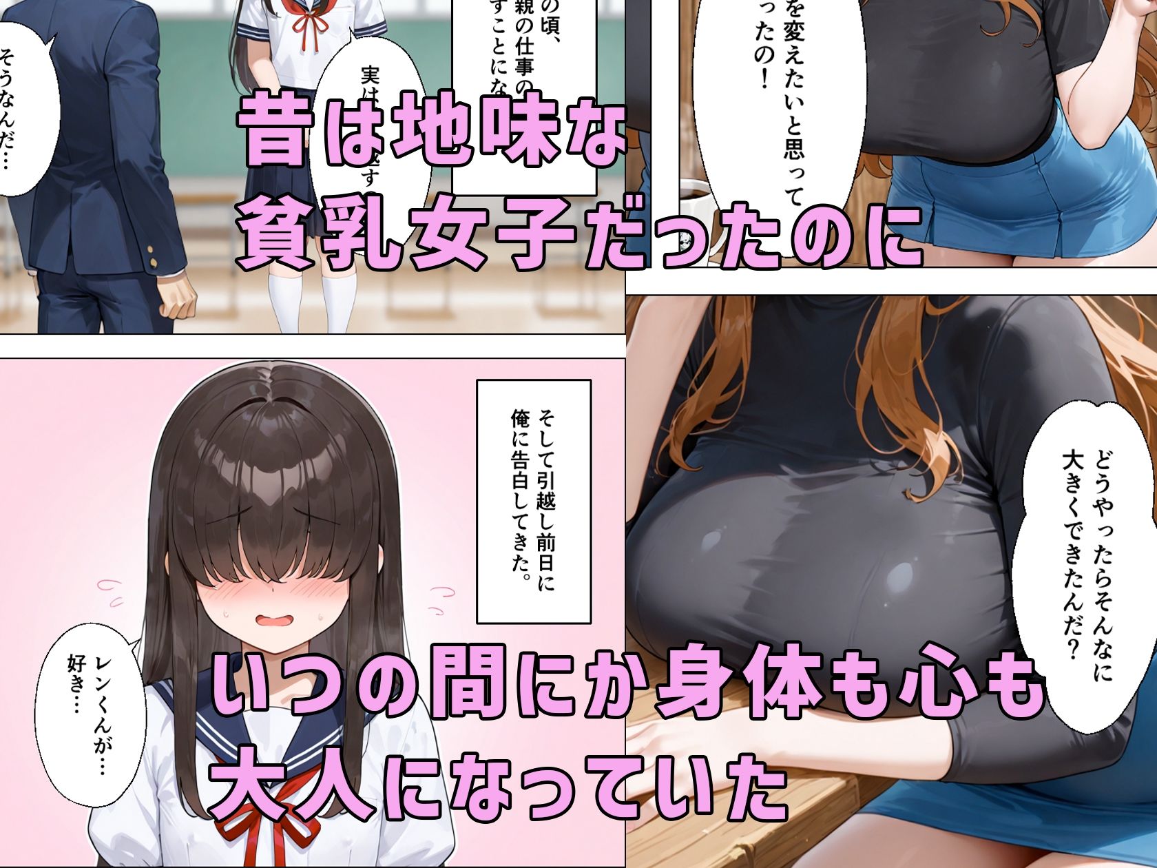 久しぶりに再開した幼馴染が貧乳地味子から派手爆乳に成長してた 画像3