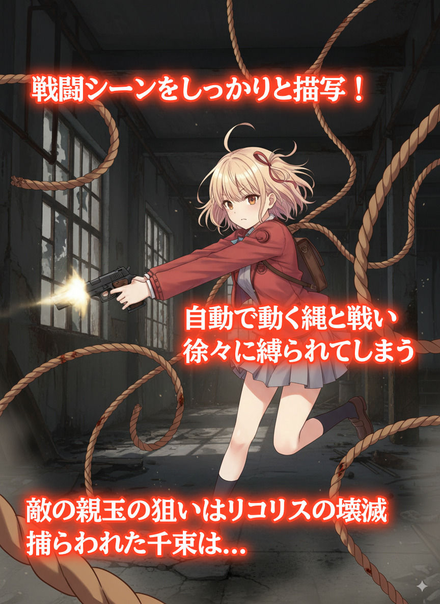 サンプル画像1:ぐるぐる巻きに緊縛されたリコリス【猿轡】(ぷよのDID倉庫) [d_663217]