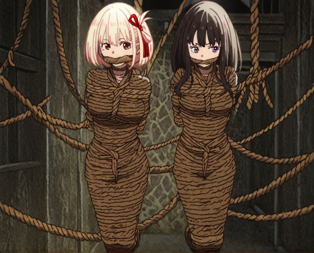 ぐるぐる巻きに緊縛されたリコリス【猿轡】 無料画像4