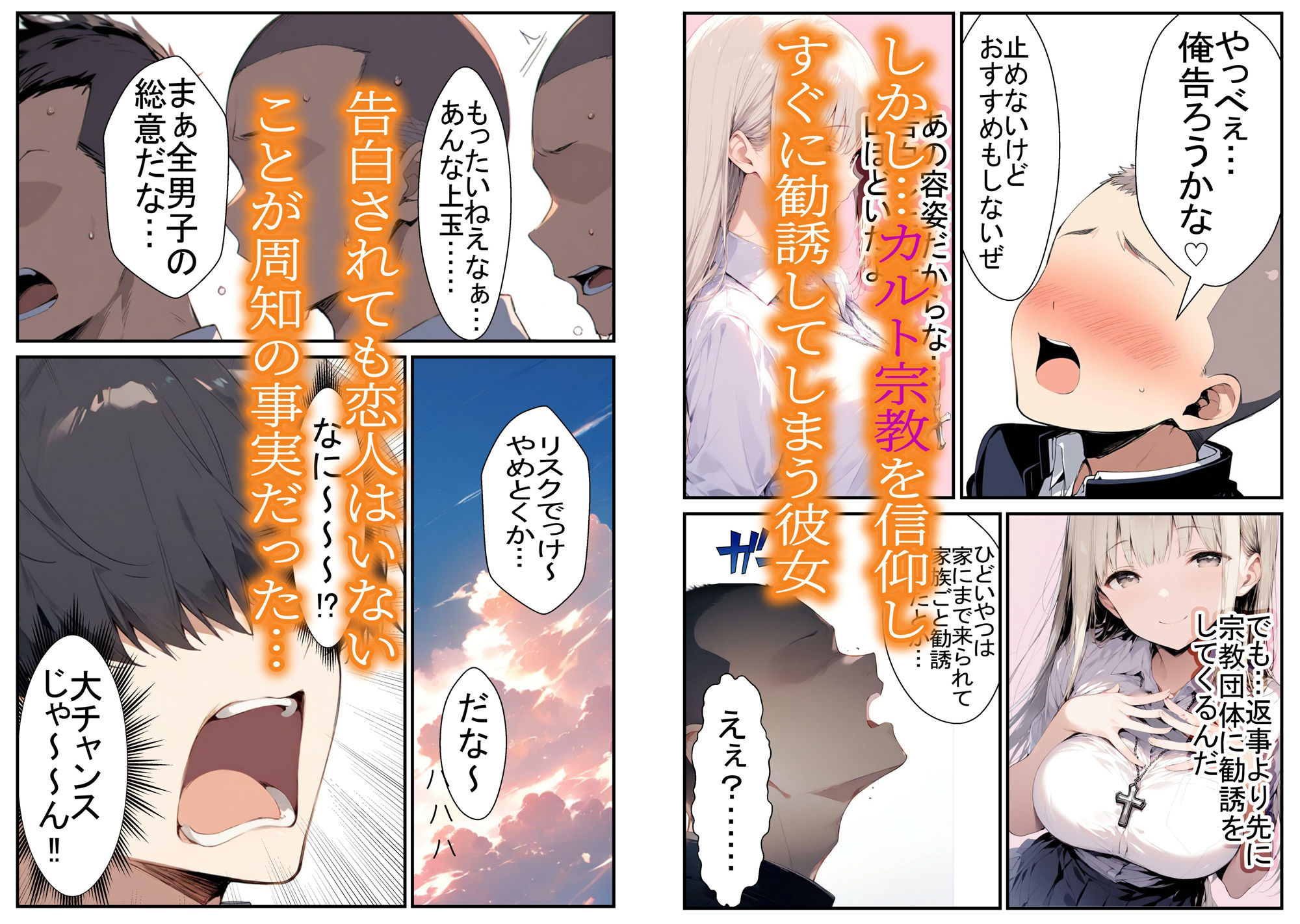 サンプル画像3:カルト宗教の巨乳同級生と付き合ってヤリまくる話(MMMサイズ) [d_663770]