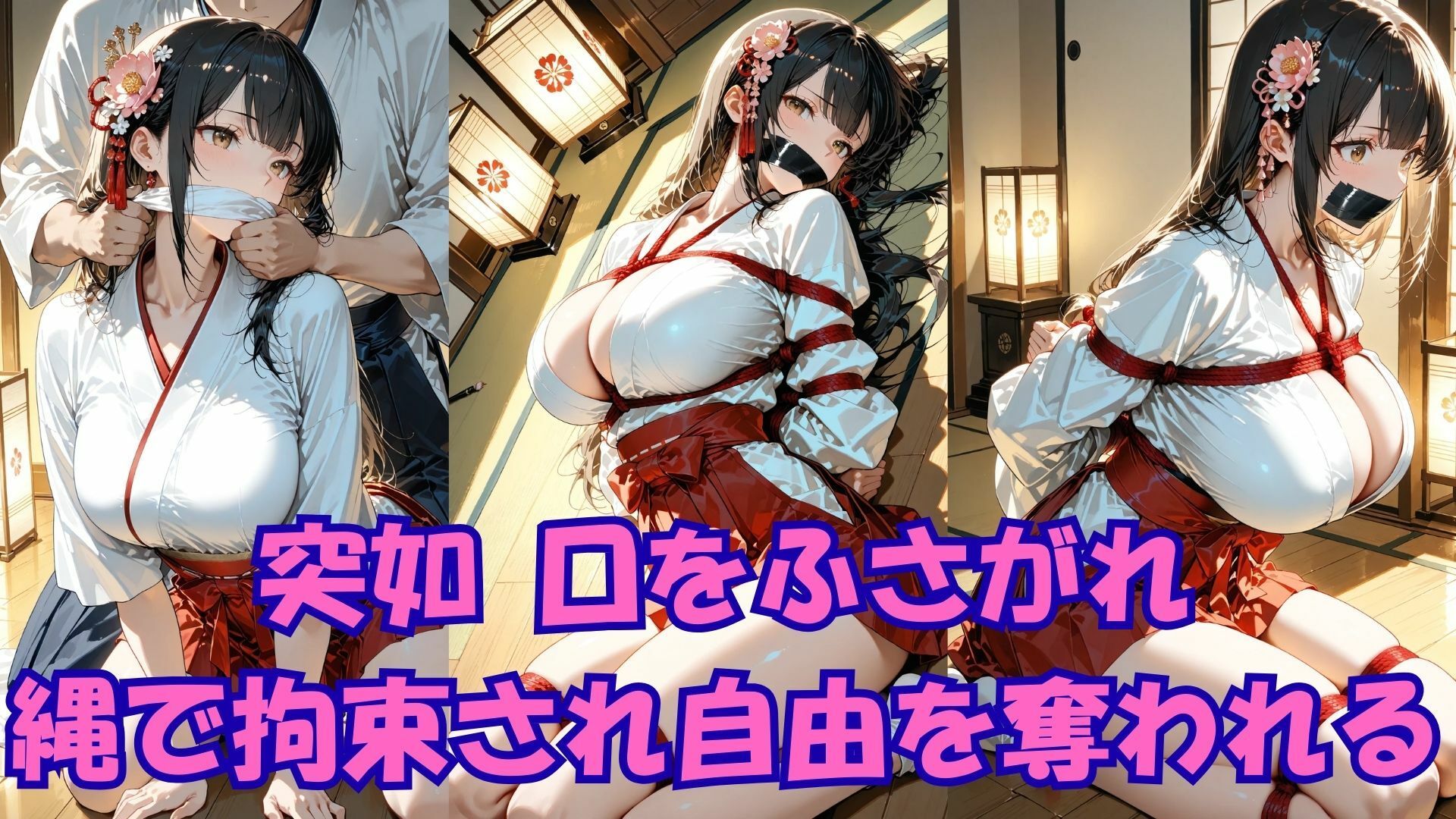 サンプル画像2:聖なる巫女・神楽静流 聖域を侵され欲望に囚われる夜(緊縛同人) [d_664367]