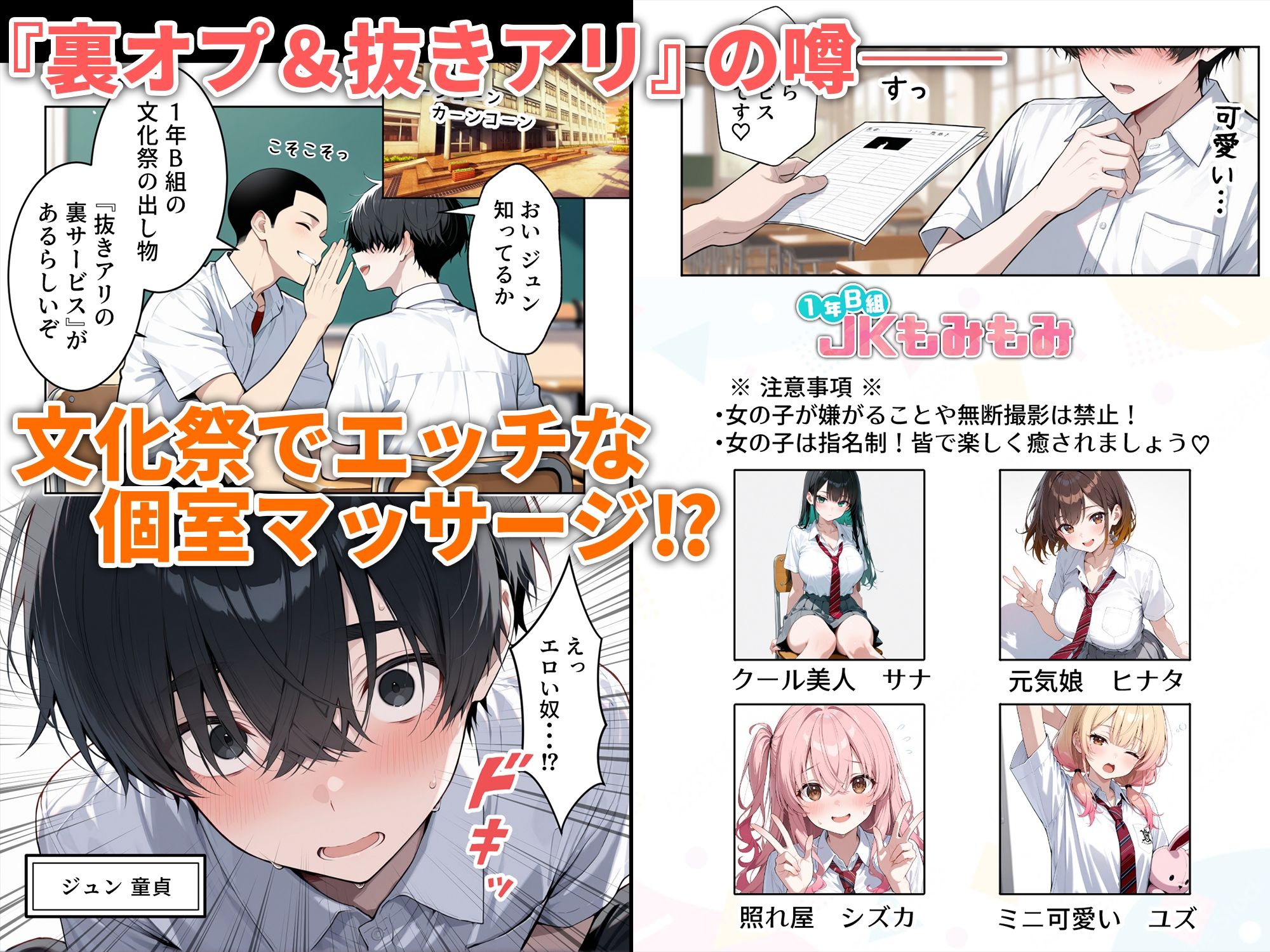 文化祭えっち JKの個室マッサージ喫茶で裏オプ甘々SEX(はーと) 画像1